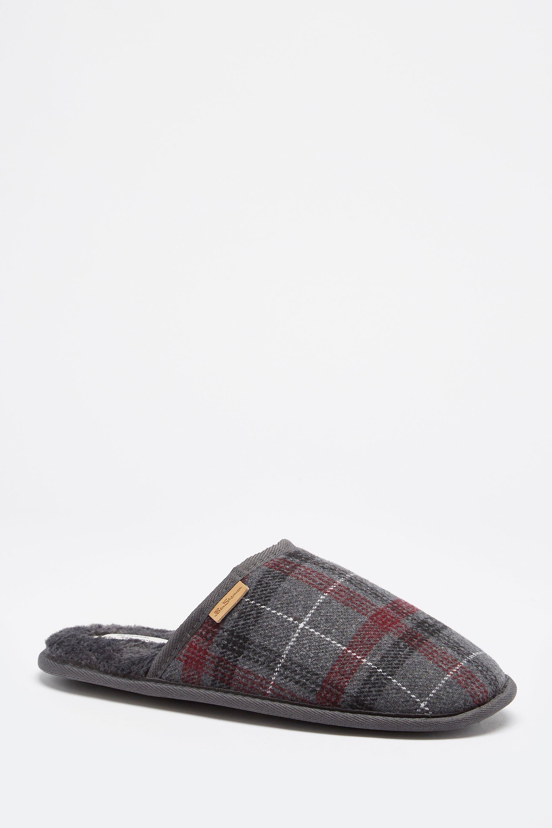 ben sherman grey check mule slippers boxed gift - mens - size: 7-8