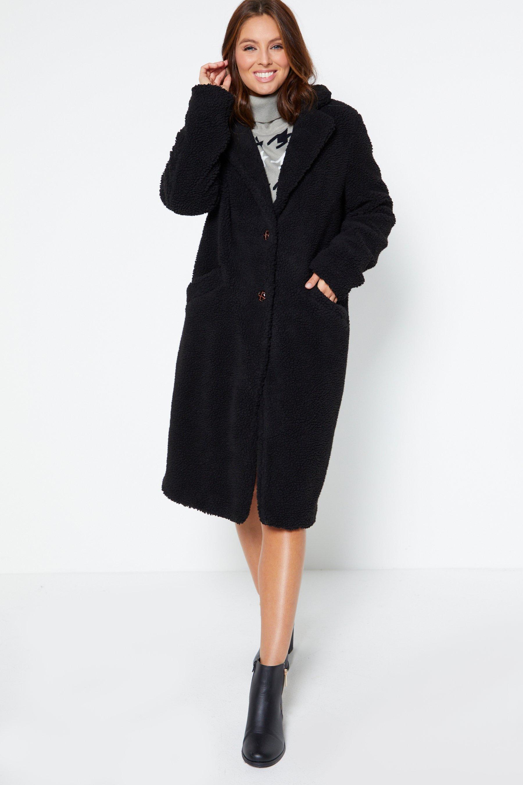 ladies long teddy coat