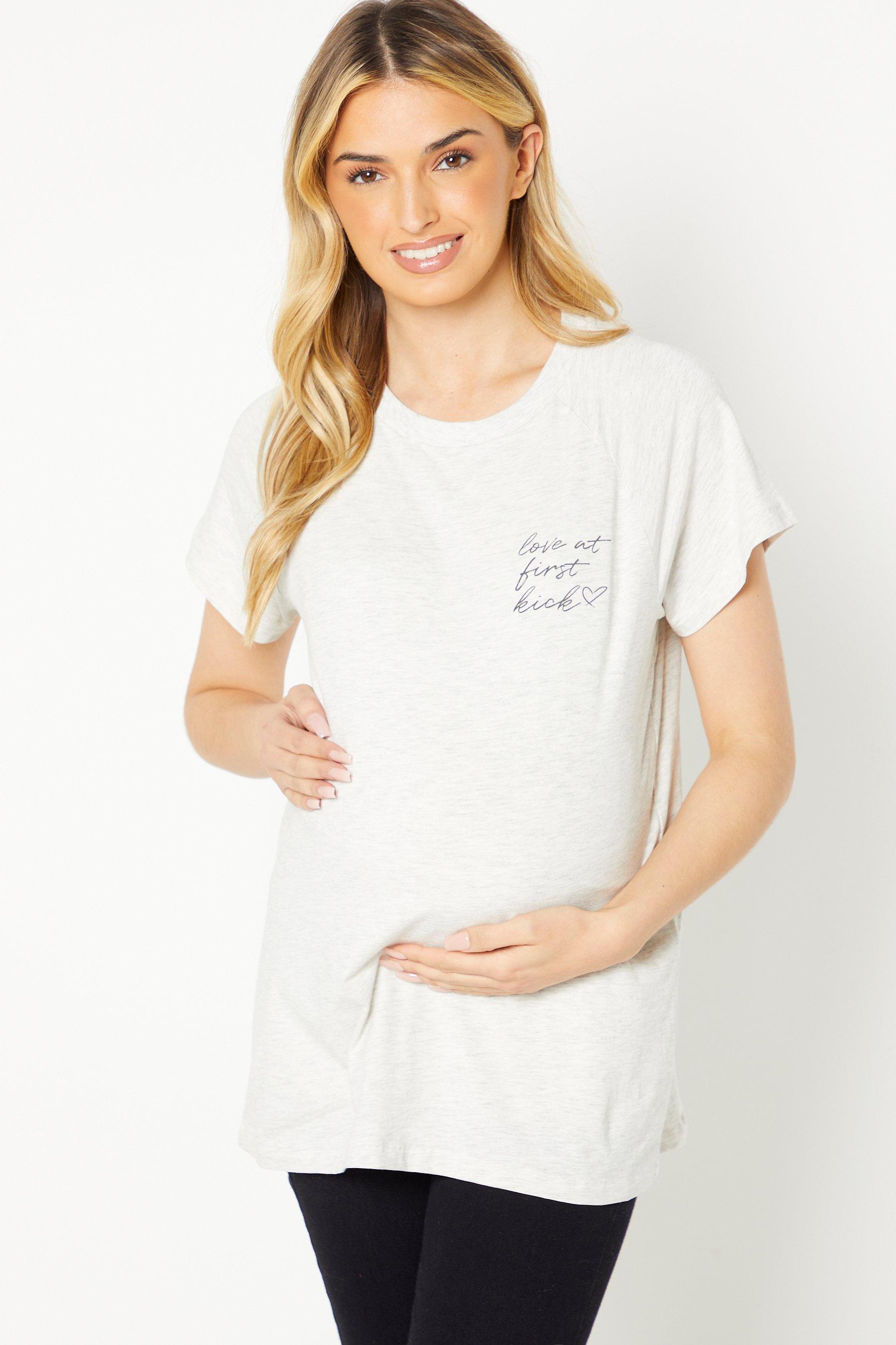 mamalicious love at first kick nursing t-shirt - womens - natural - size: small