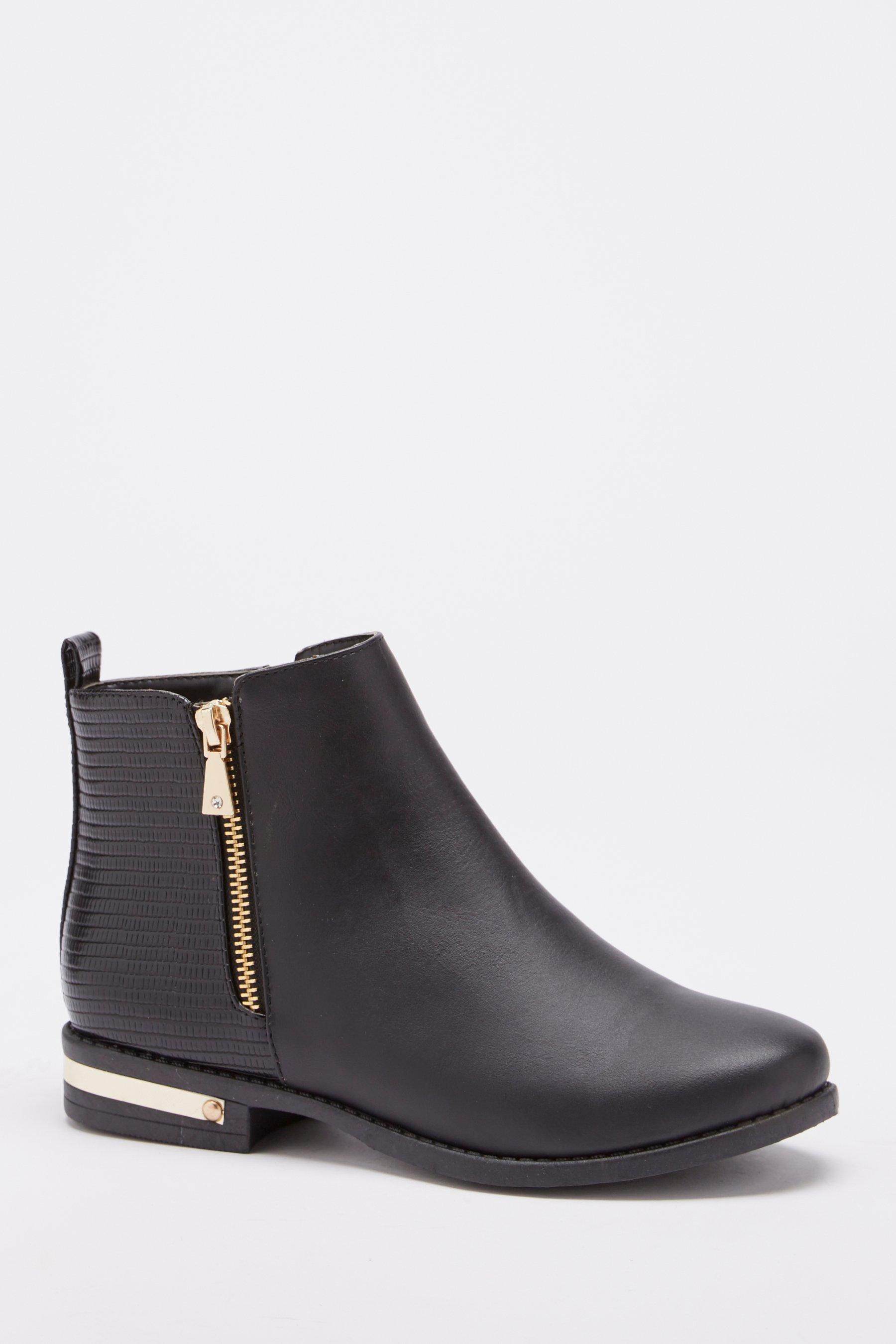 back zip ankle boots