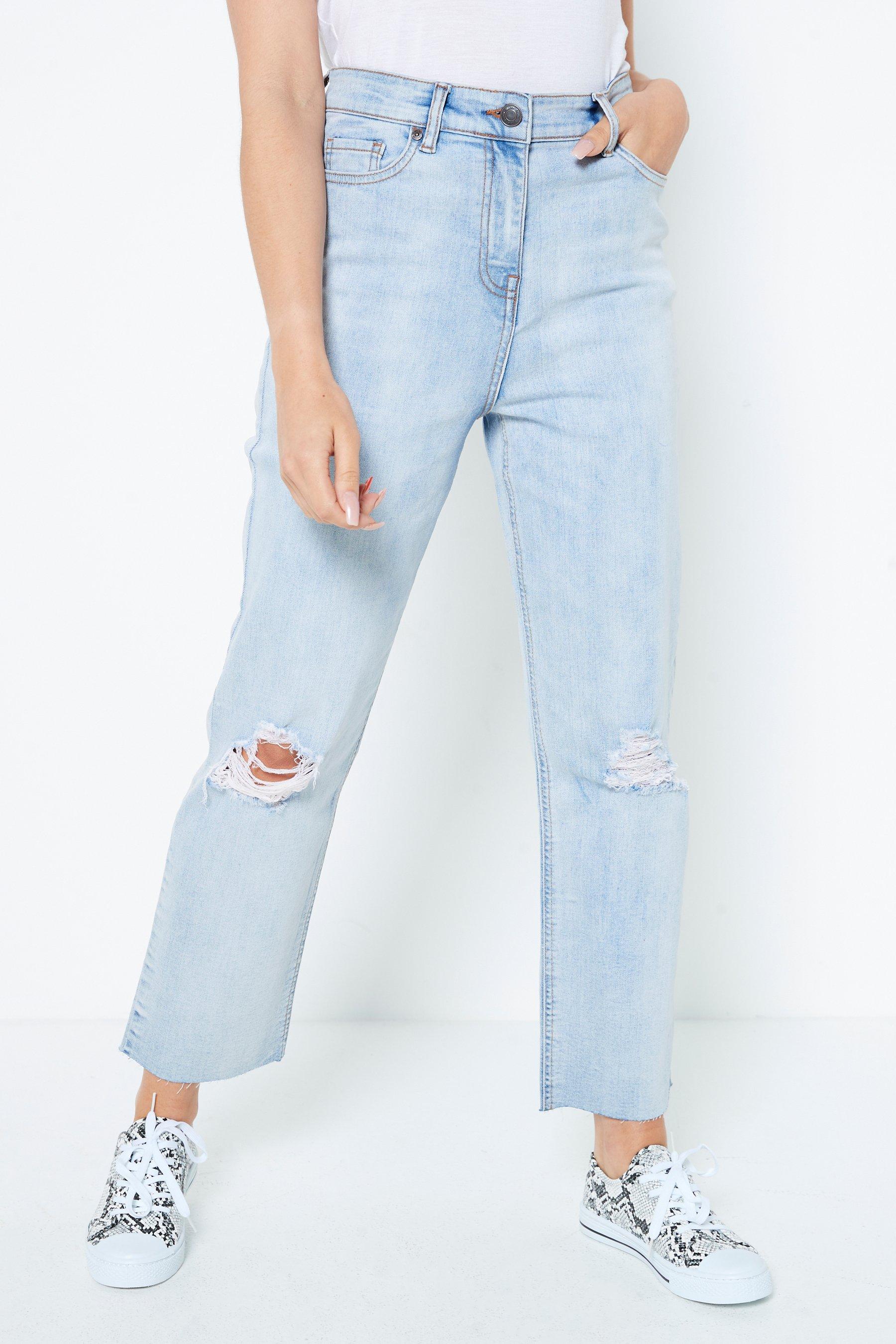 high waisted ripped light wash jeans