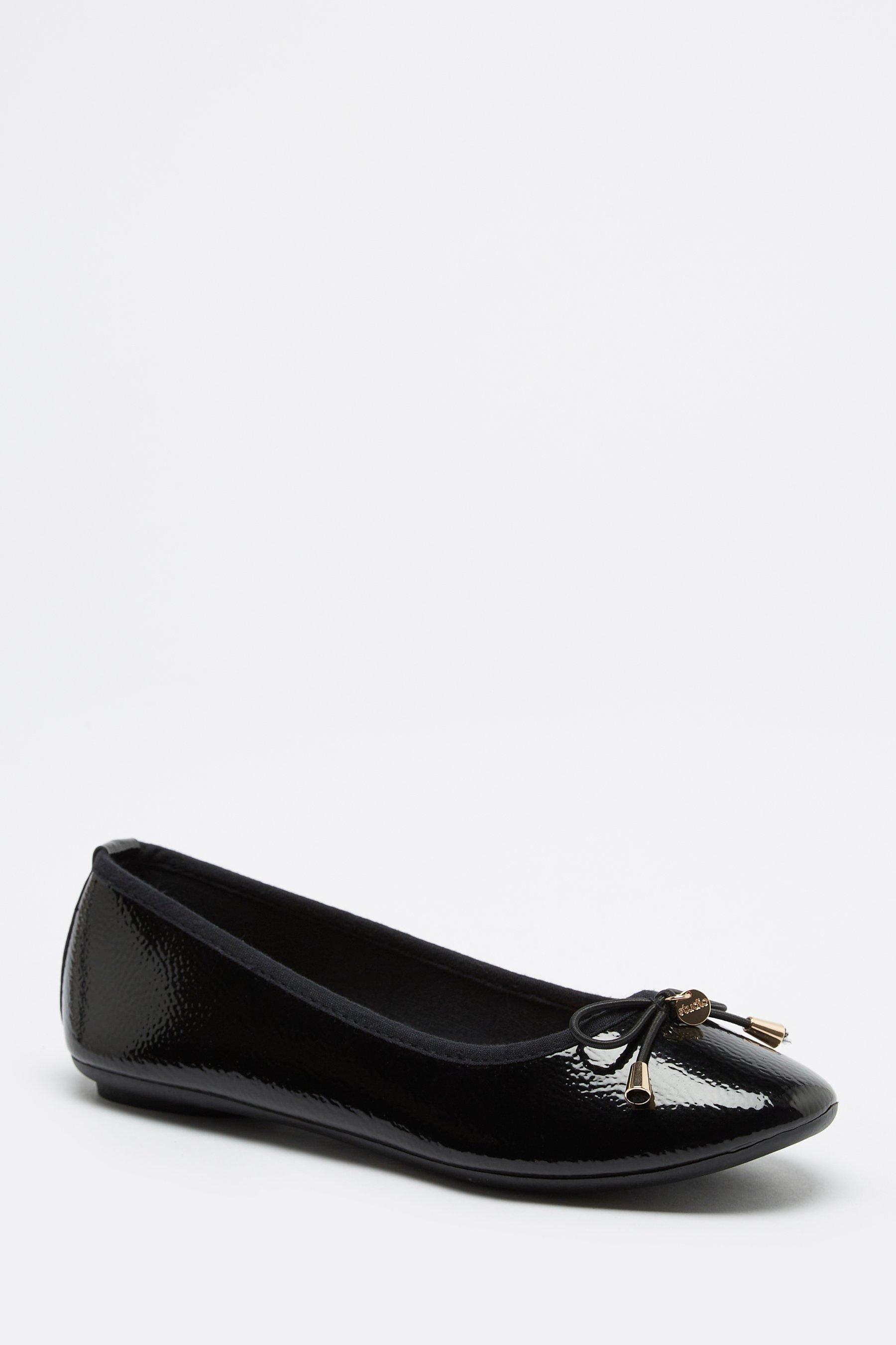 black patent ballerina pumps