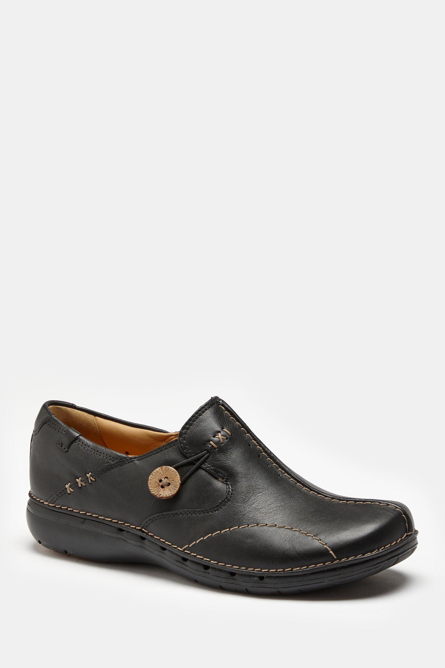 clarks black wide fit unloop shoes - womens - size: 4