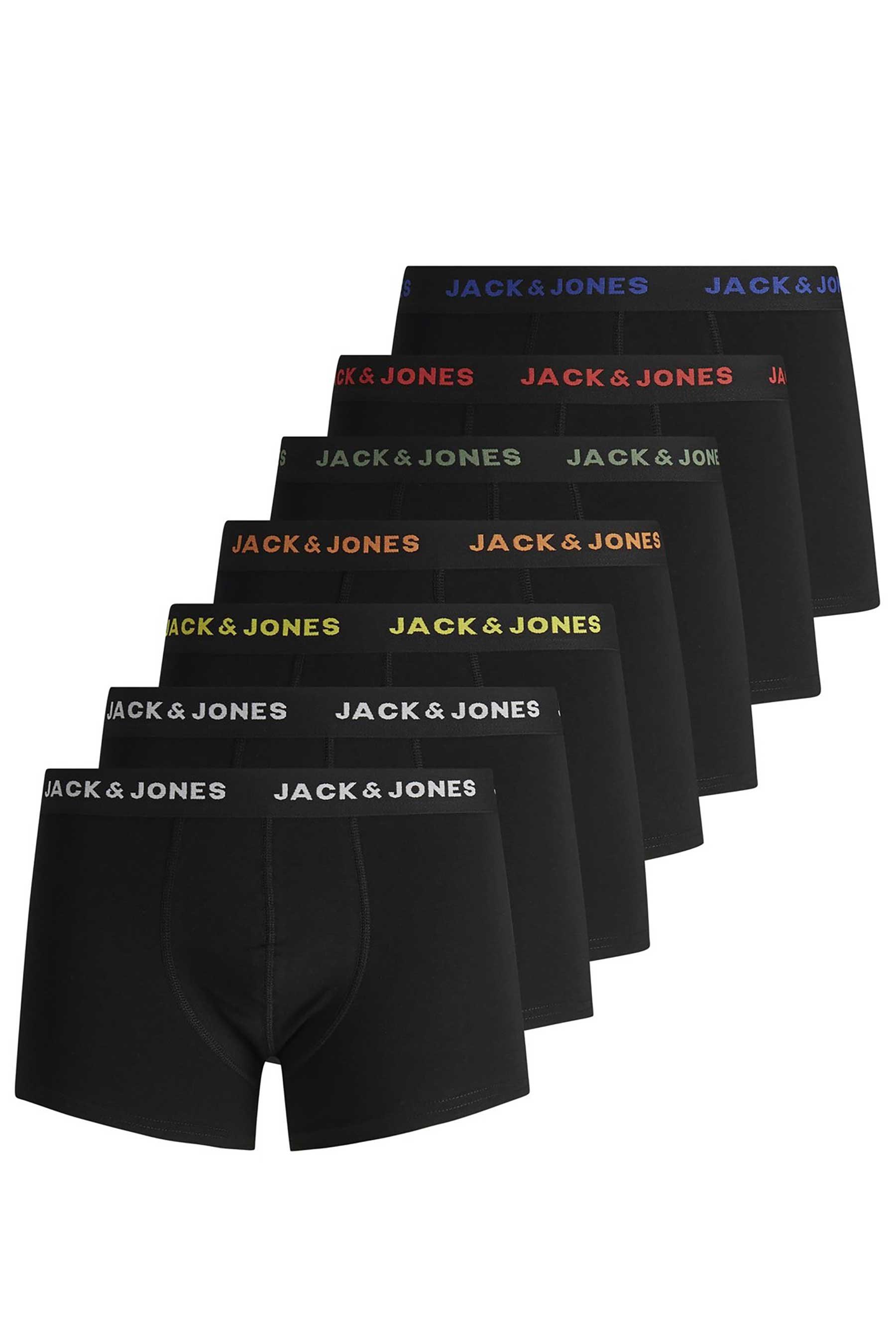 pack of 7 jack and jones essential colourband trunks - mens - black - size: small