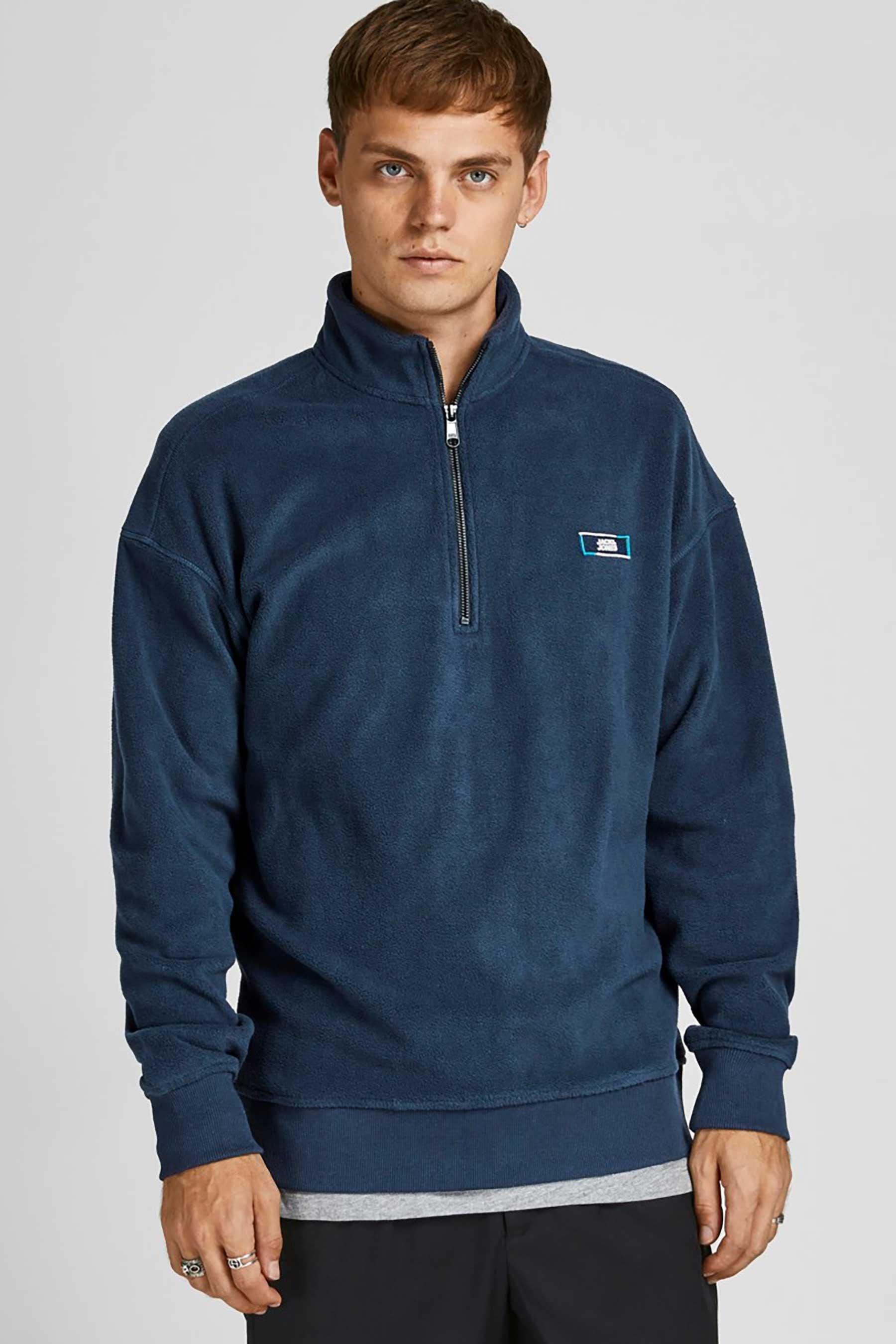 jack and jones classic half zip navy sweatshirt - mens - blue - size: medium