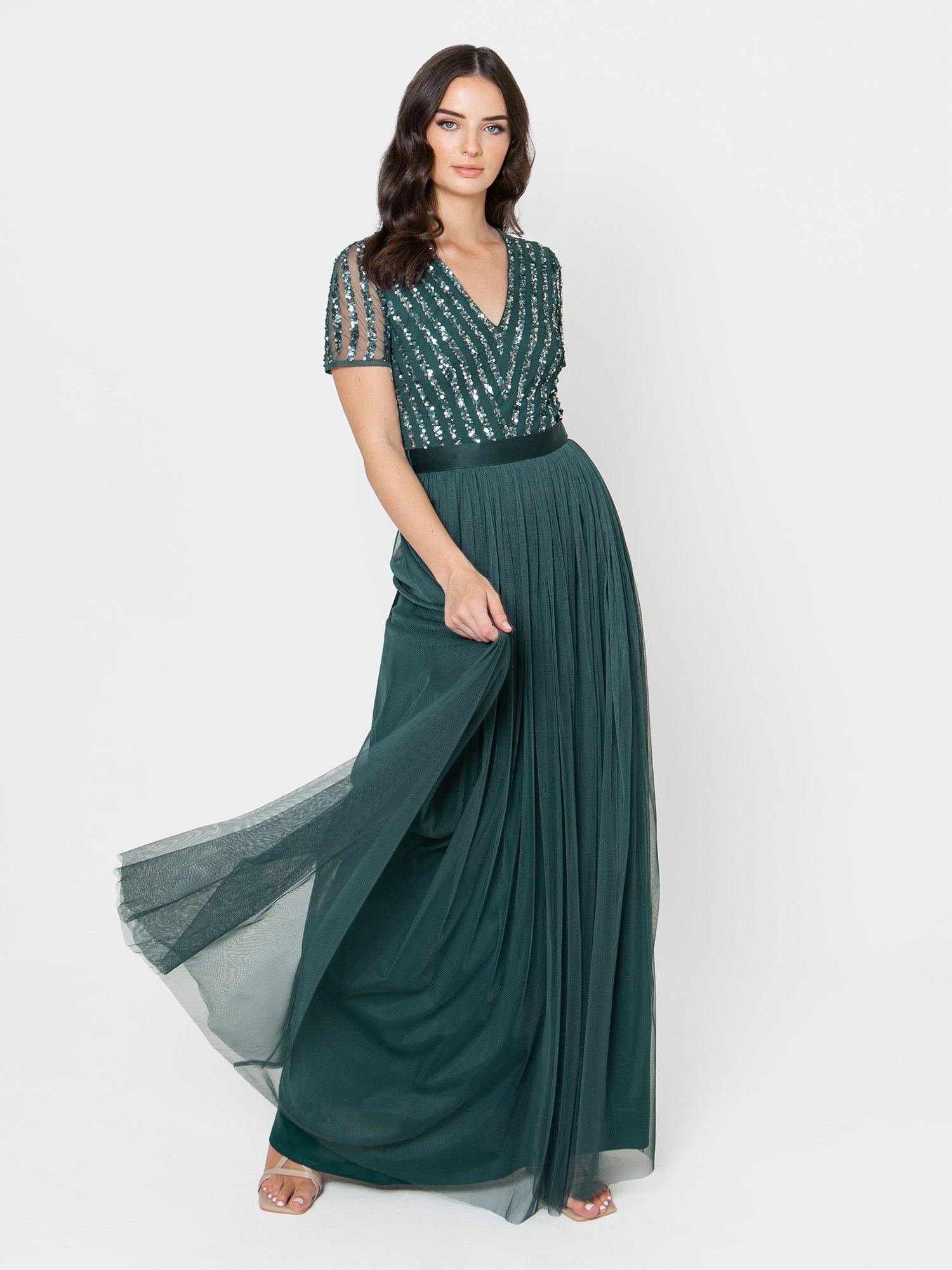 green beaded maxi dress