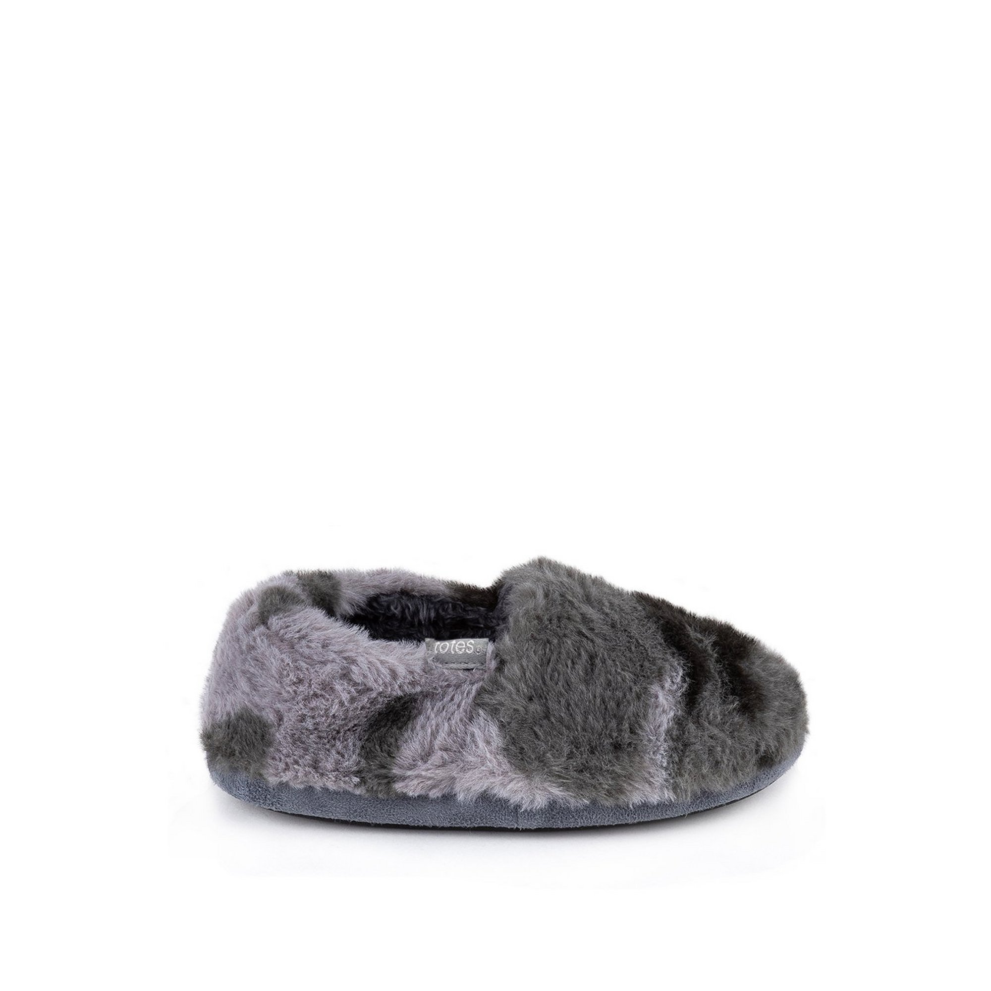 Boys Totes Grey Camo Faux-Fur Slip On Slippers