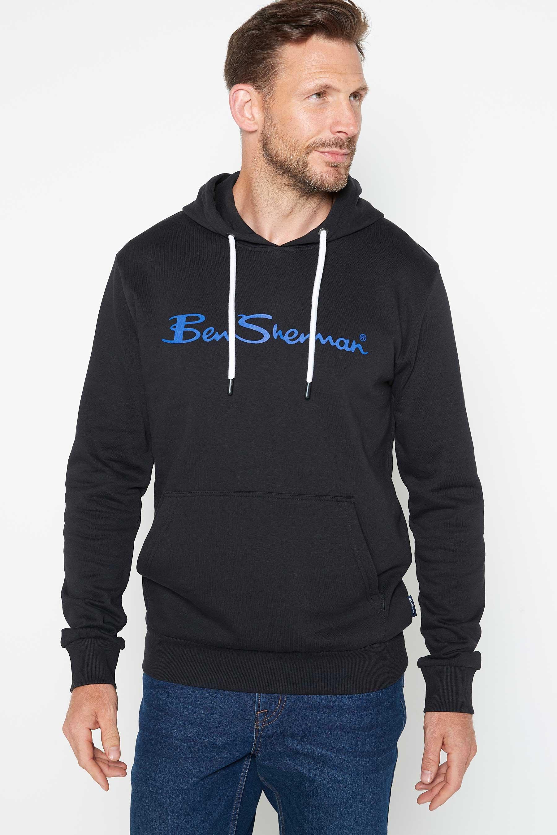 ben sherman black overhead hoodie - mens - size: small