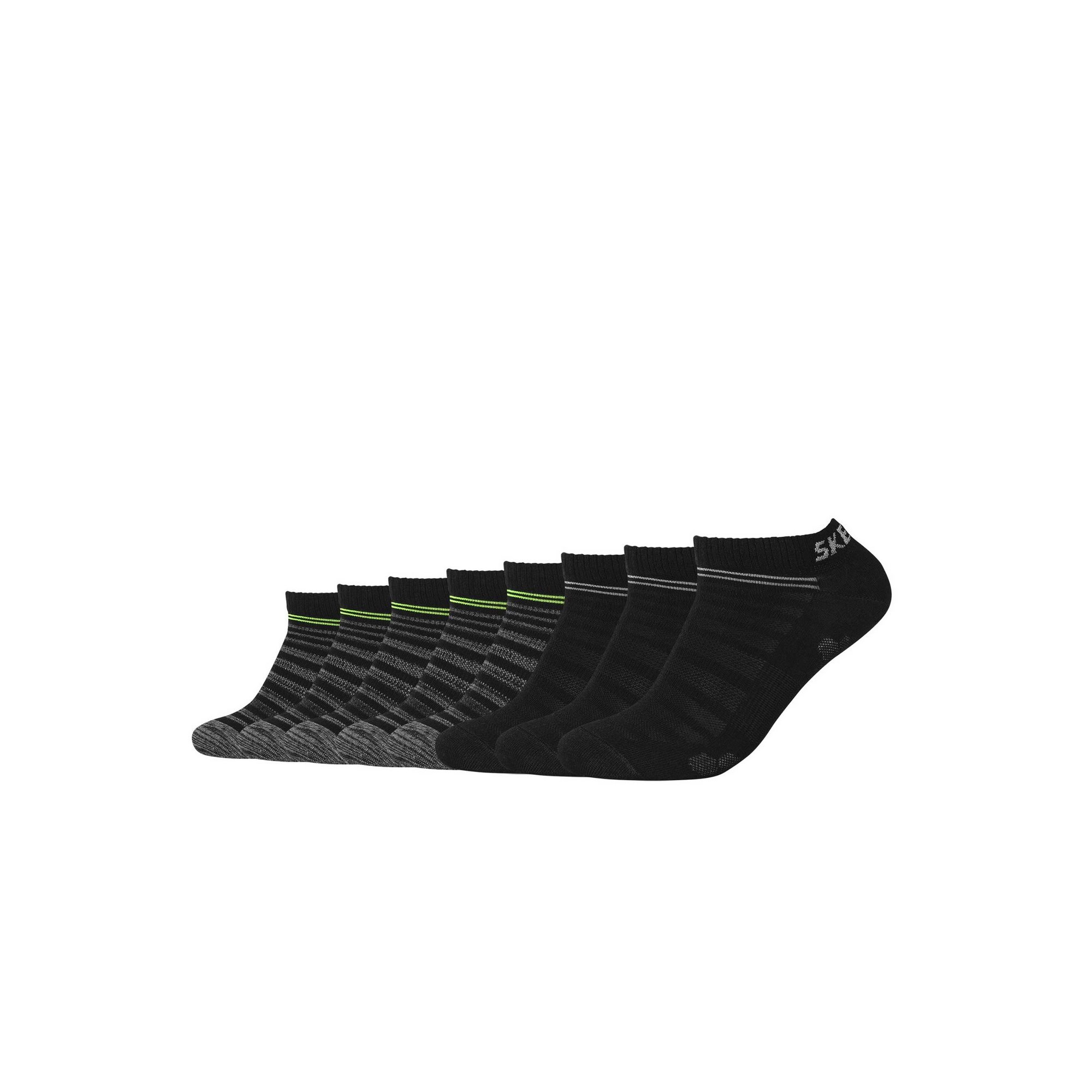 Skechers Pack of 8 Mesh Ventilation Black Trainer Socks
