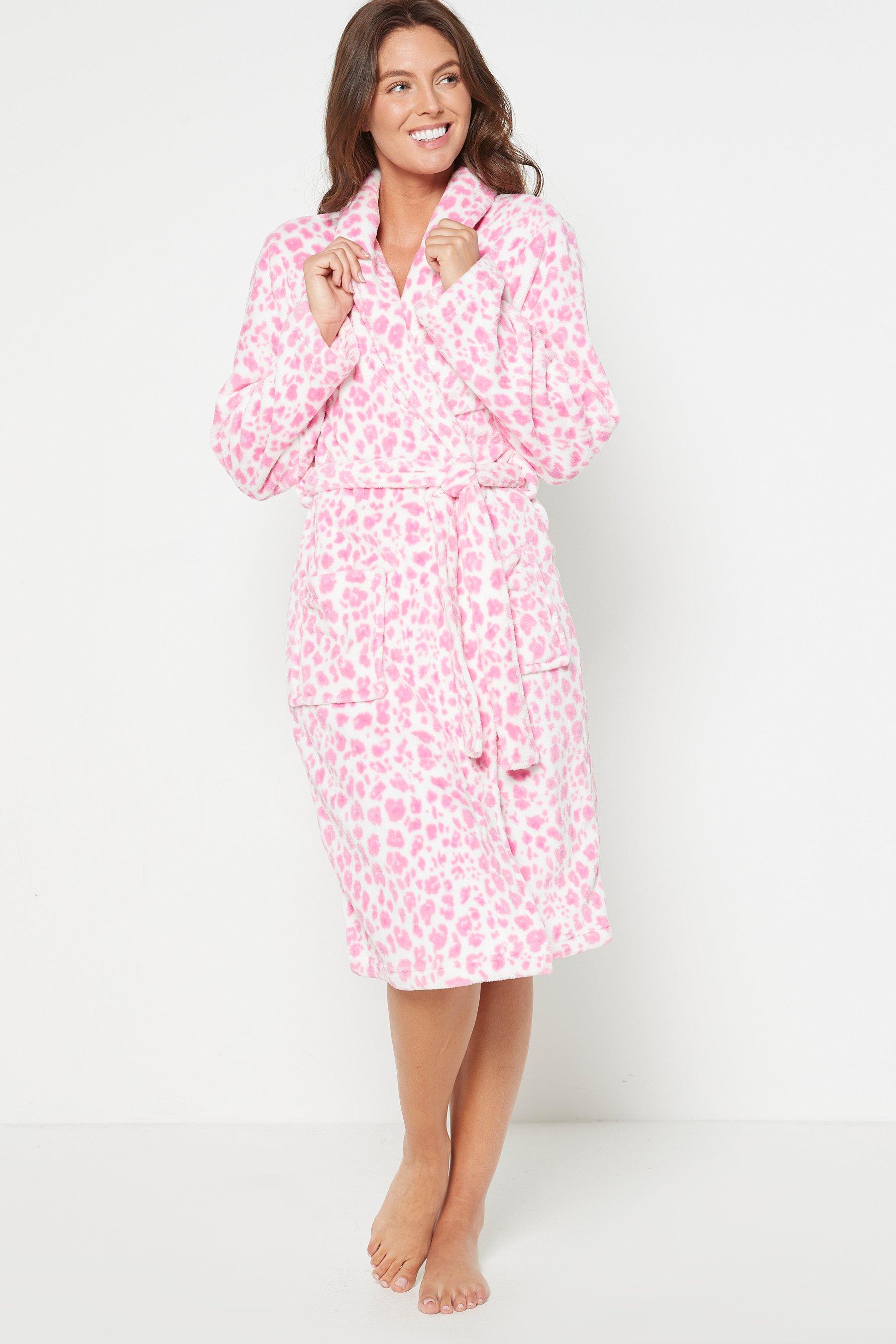 pink leopard print dressing gown