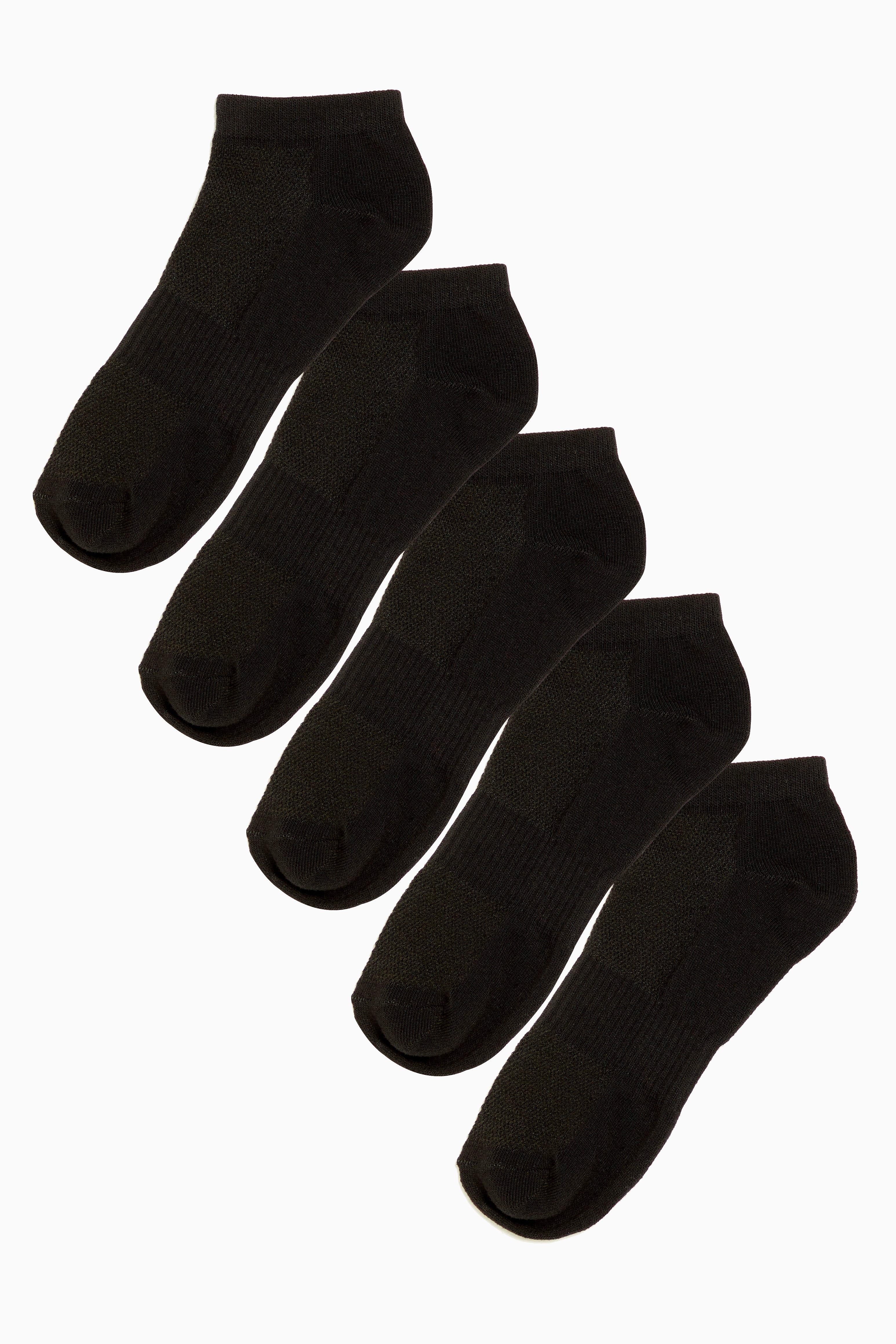 men's pack of 5 cotton rich black trainer socks - mens - size: 6-8