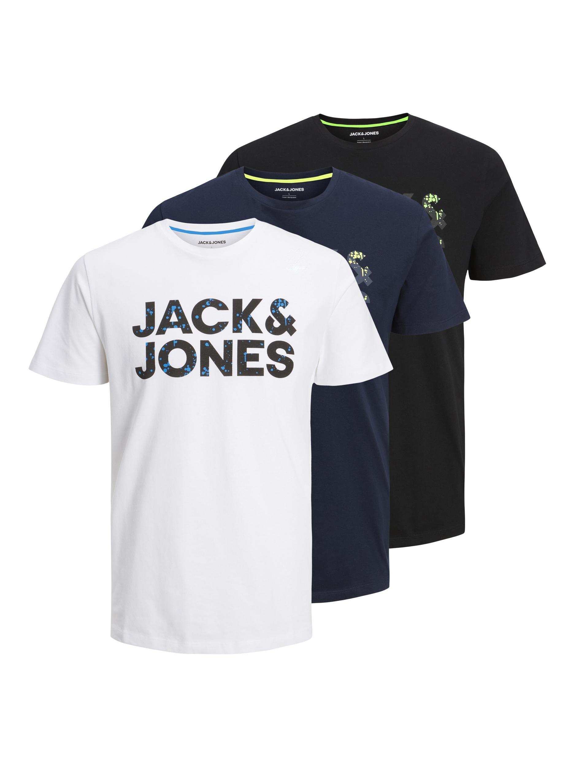 boys jack and jones pack of 3 t-shirts - multi - size: 8 years - plain