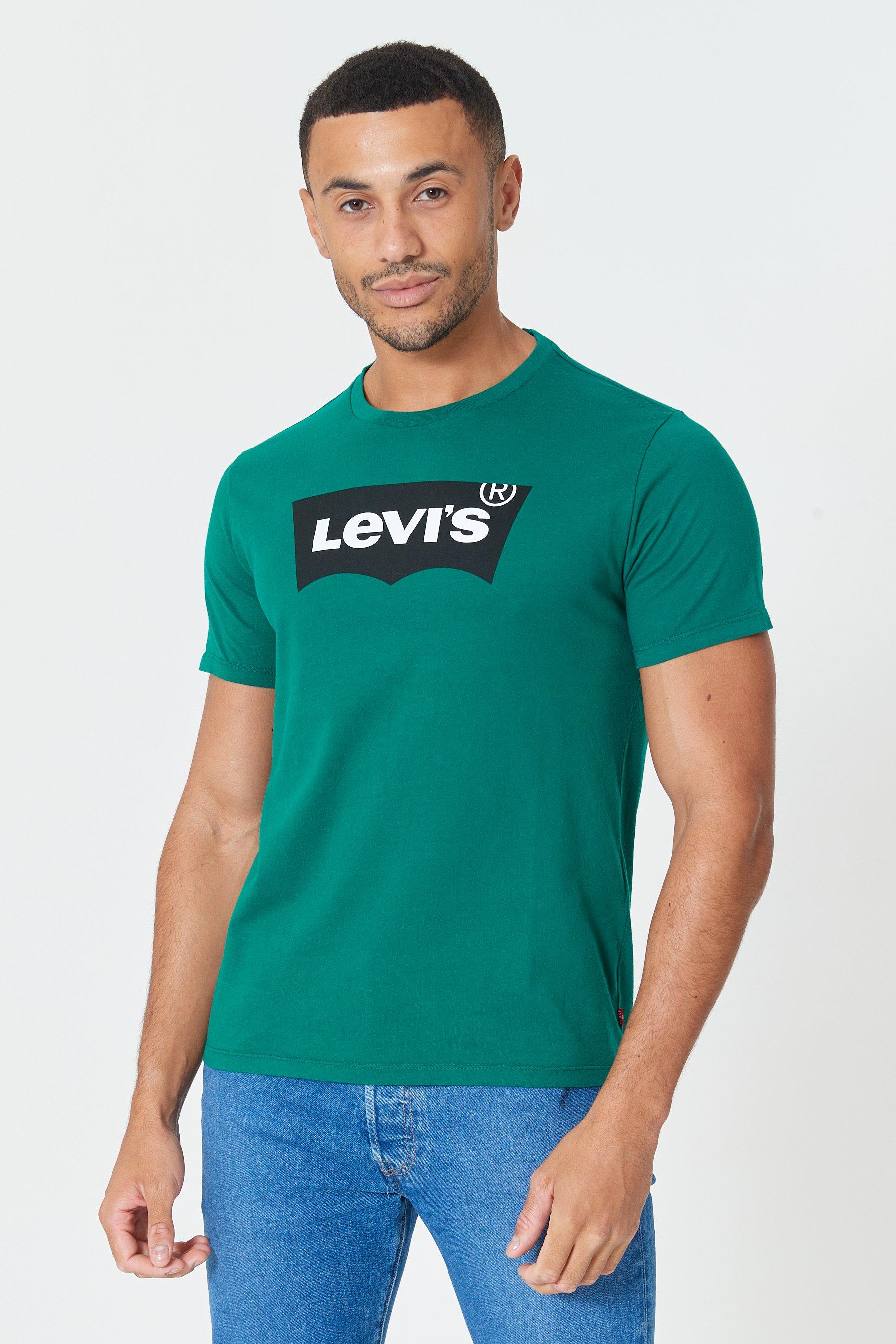 levis big logo dark green t-shirt - mens - size: small