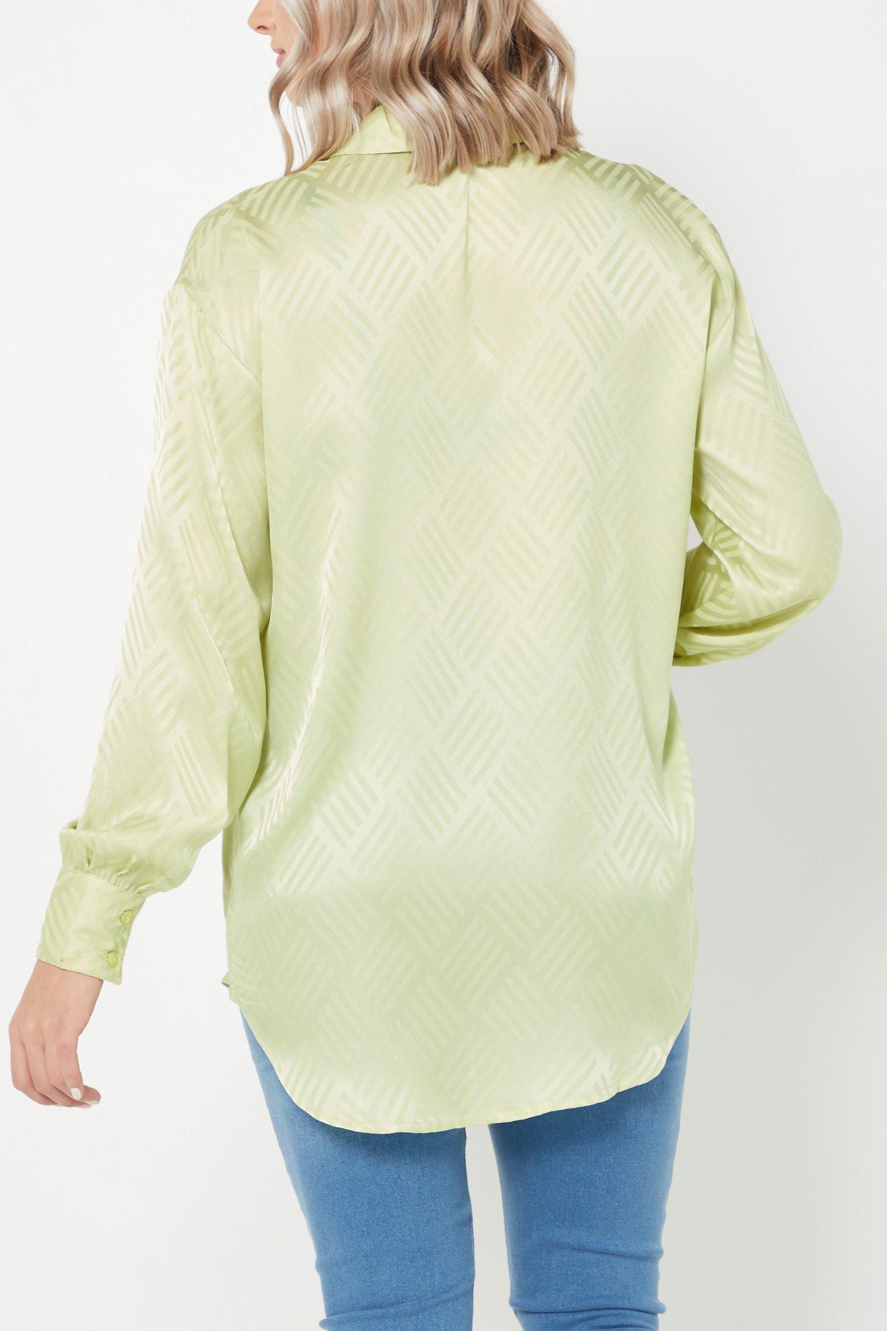 Stille og rolig Baglæns komfort Lime Long Sleeve Jacquard Shirt | Studio
