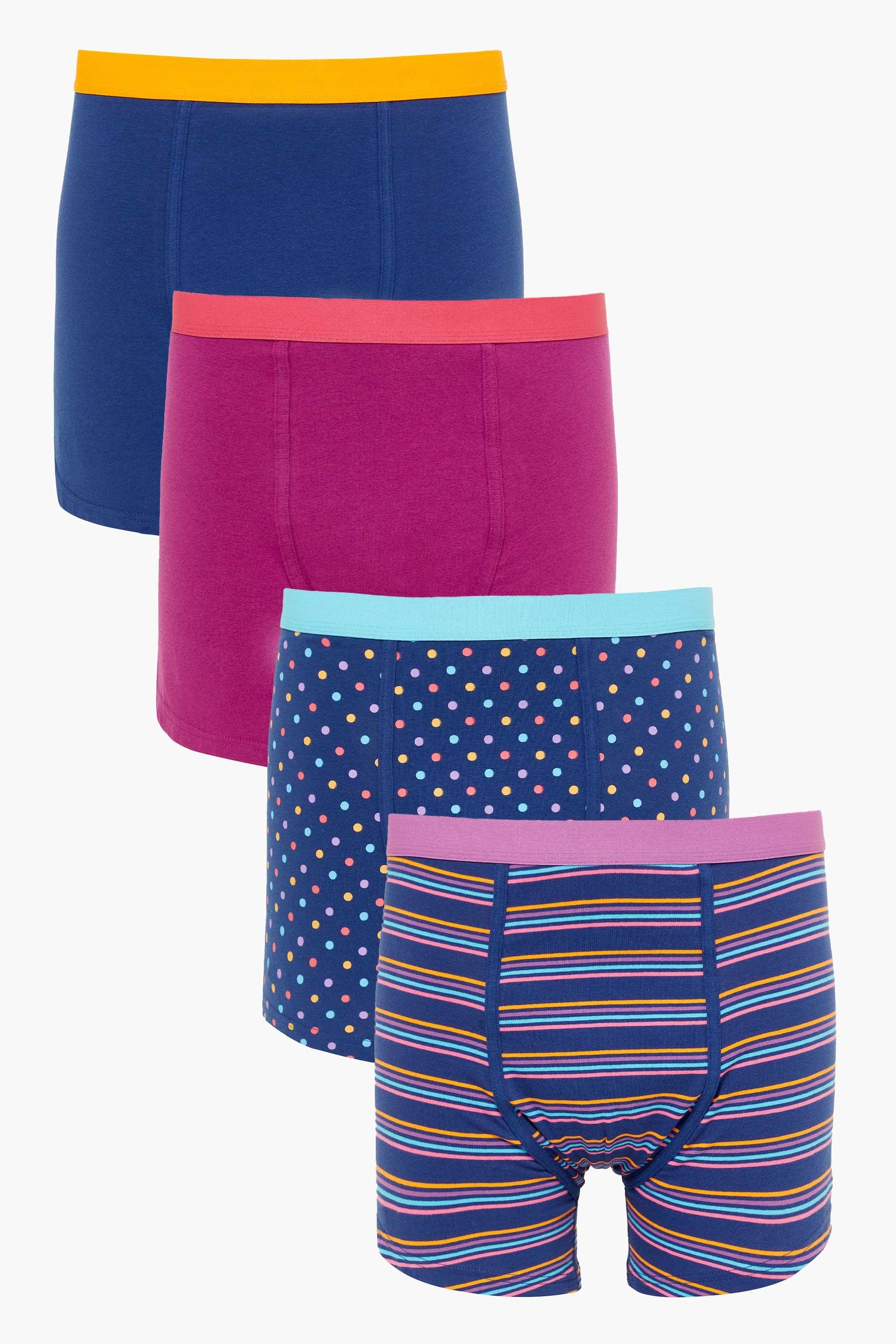pack of 4 colour waistband fashion navy/purple/multi trunks - mens - blue - size: small