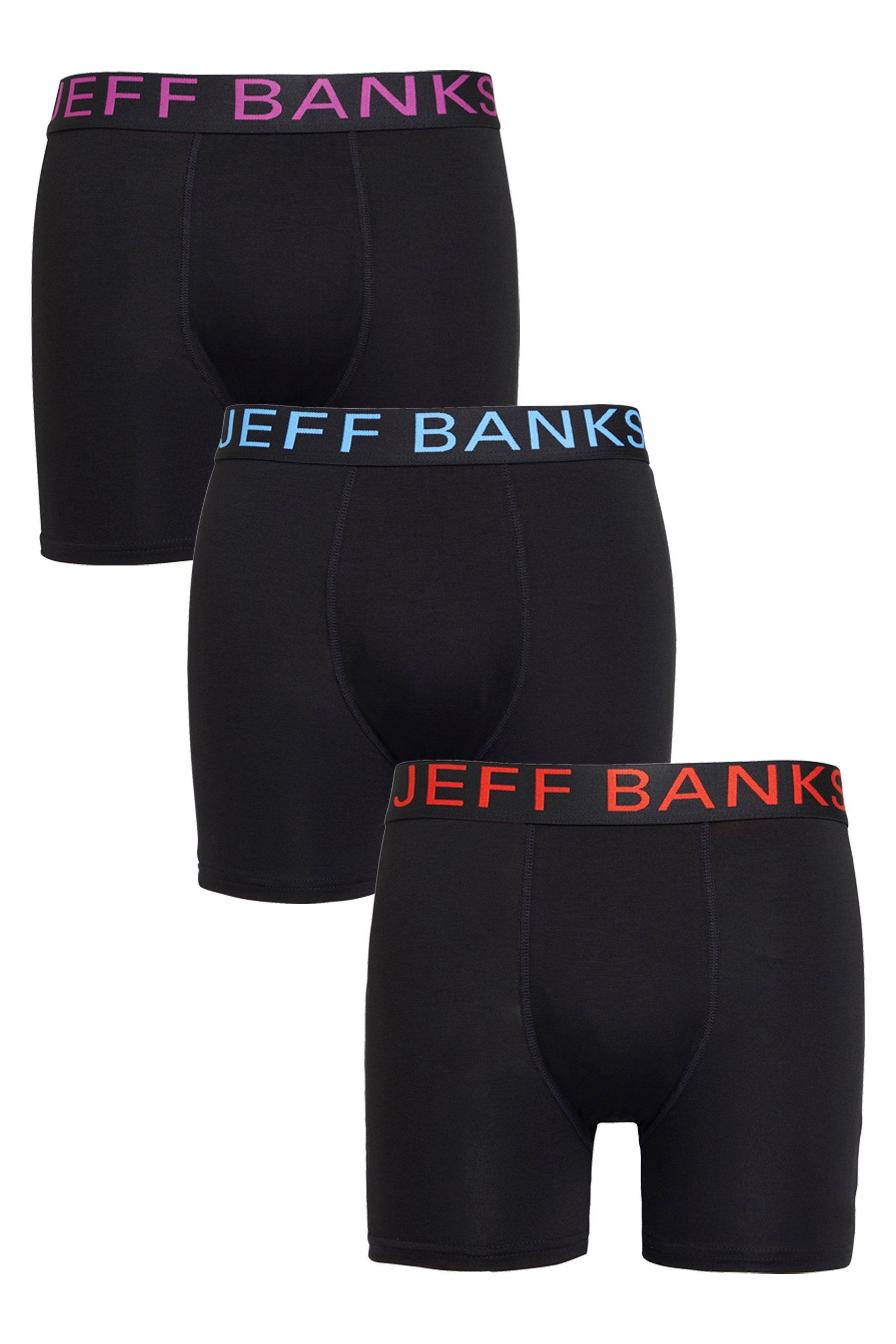 jeff banks pack of 3 bamboo black trunks - mens - size: small