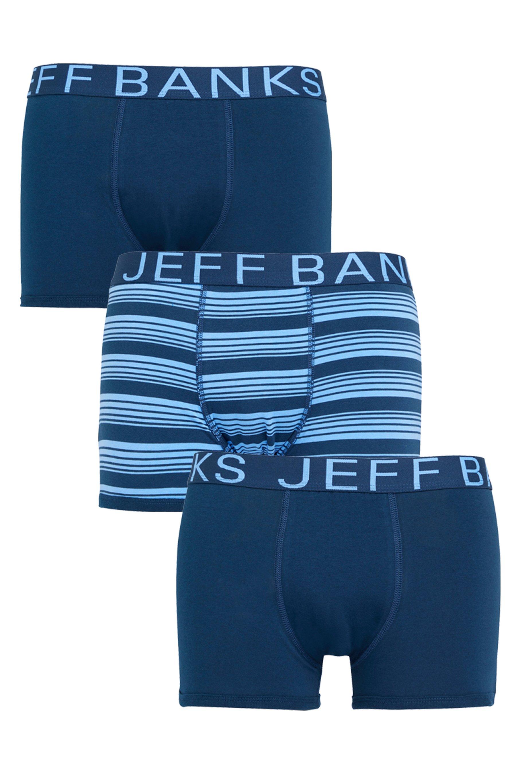 jeff banks pack of 3 navy fashion trunks - mens - blue - size: small