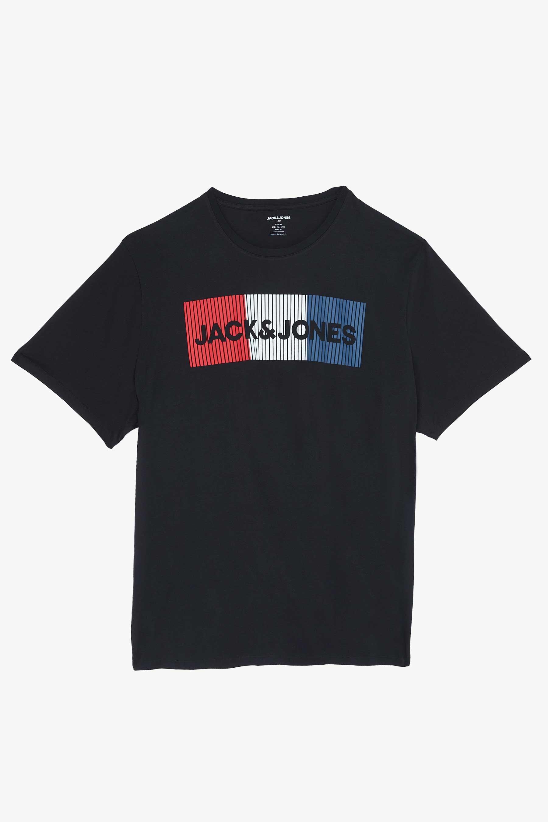 jack and jones big and tall black corp logo t-shirt - mens - size: 2xl
