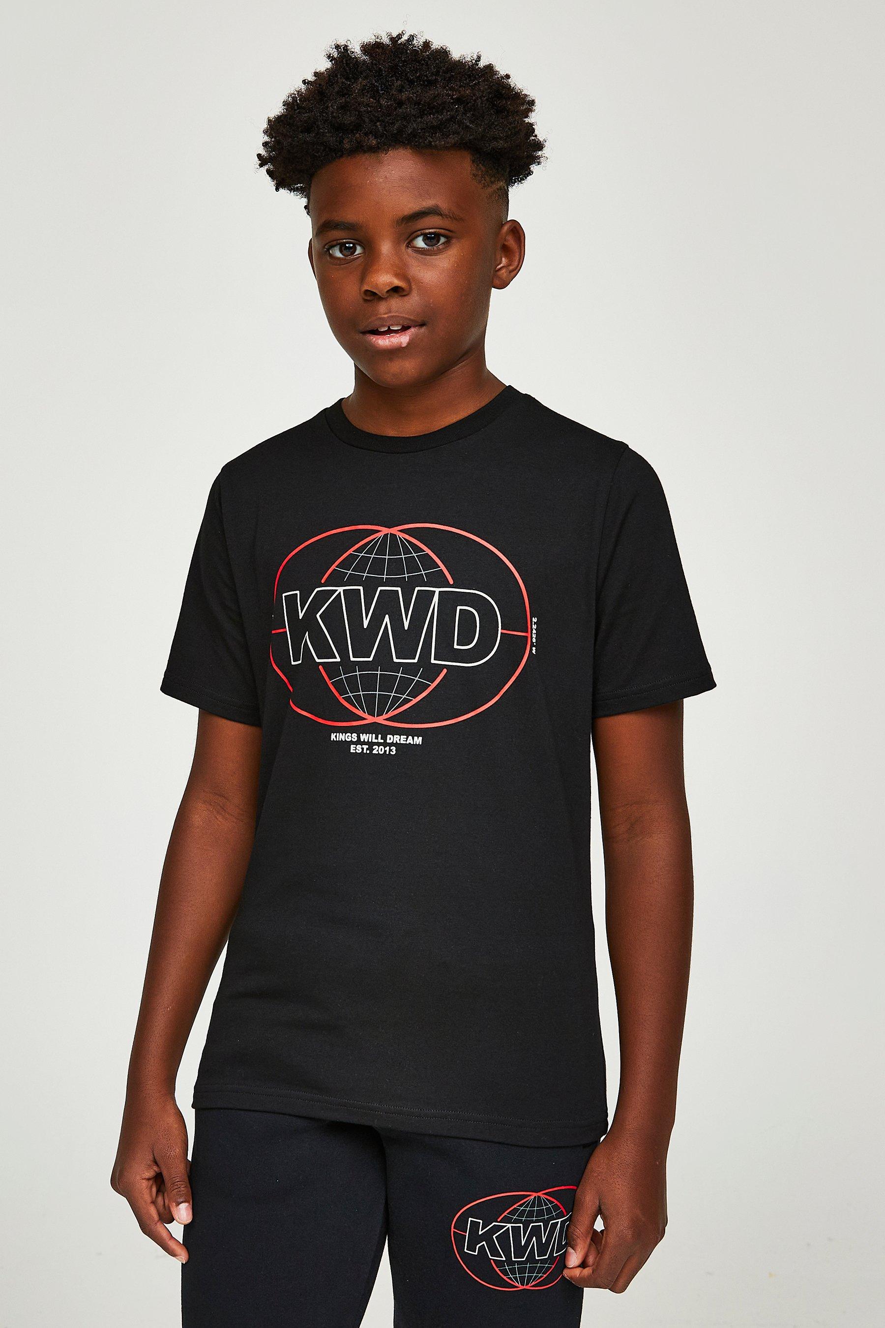 kings will dream boys black t-shirt - size: 8-9 years - plain