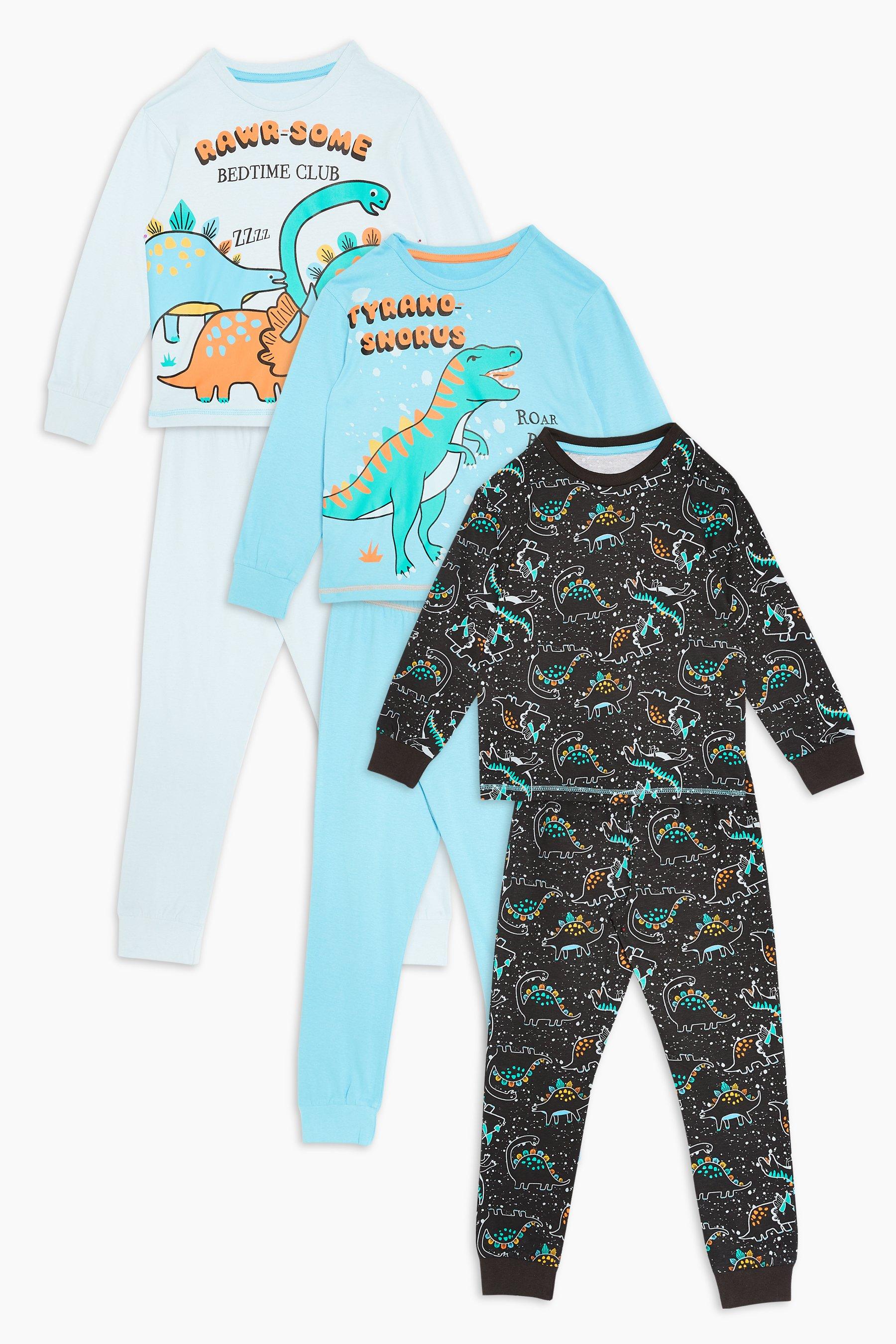 Younger Boys Pack of 3 Dinosaur Pyjamas