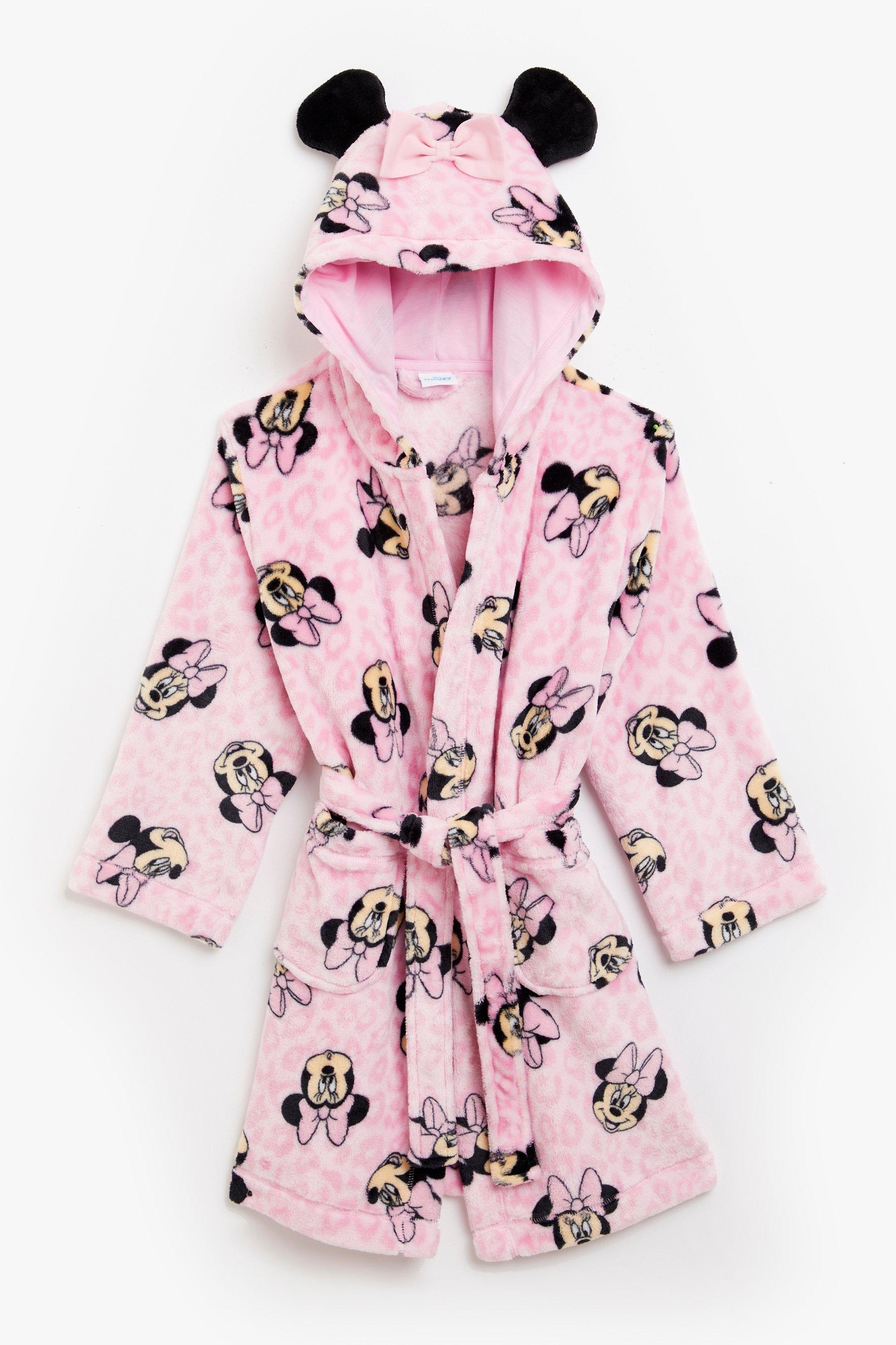 Disney Ladies Dressing Gown, Minnie Mouse Fleece Hooded Robe, Gifts for  Women