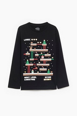 Older Boys Christmas Gaming Black T-shirt