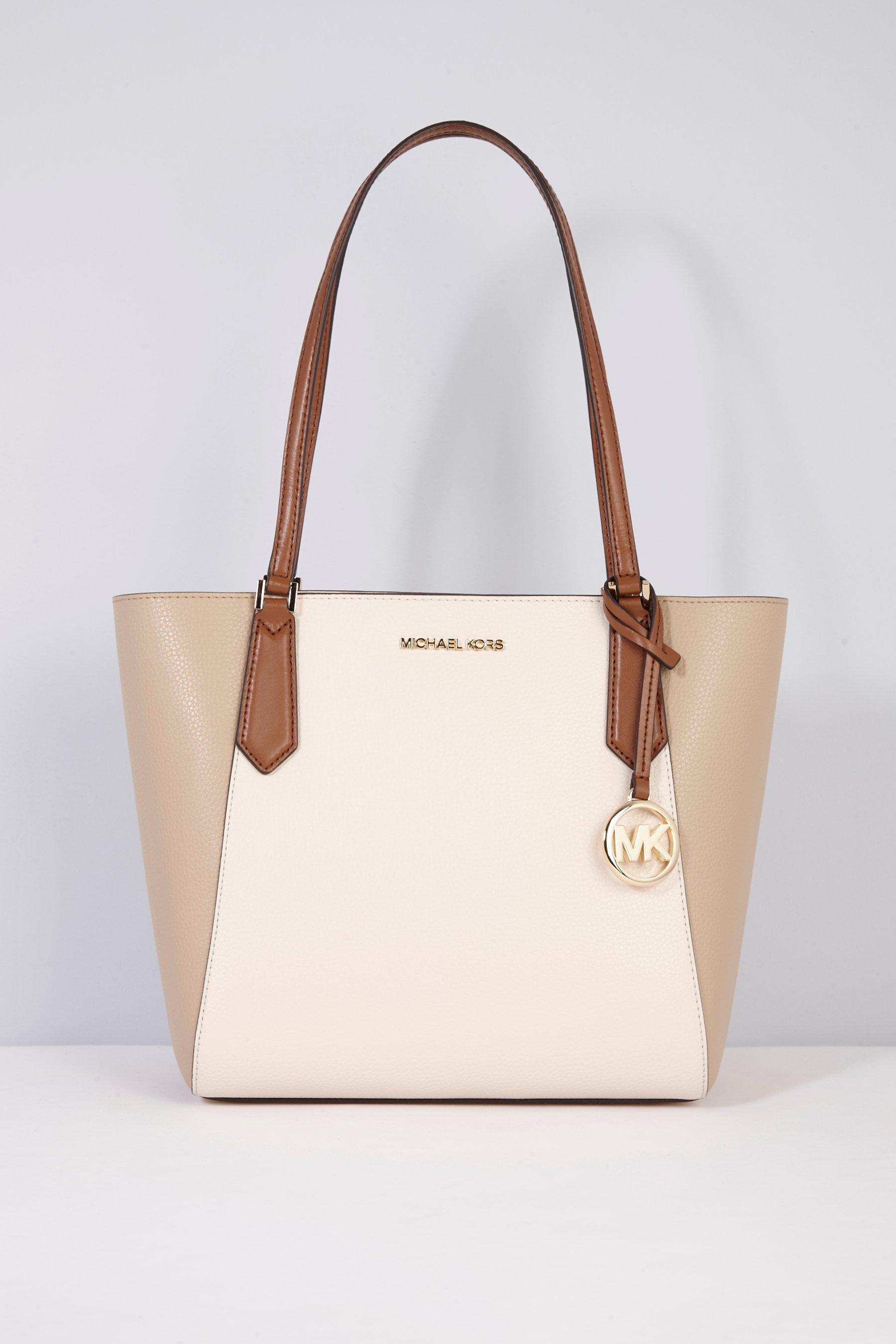 michael kors cream and brown handbag