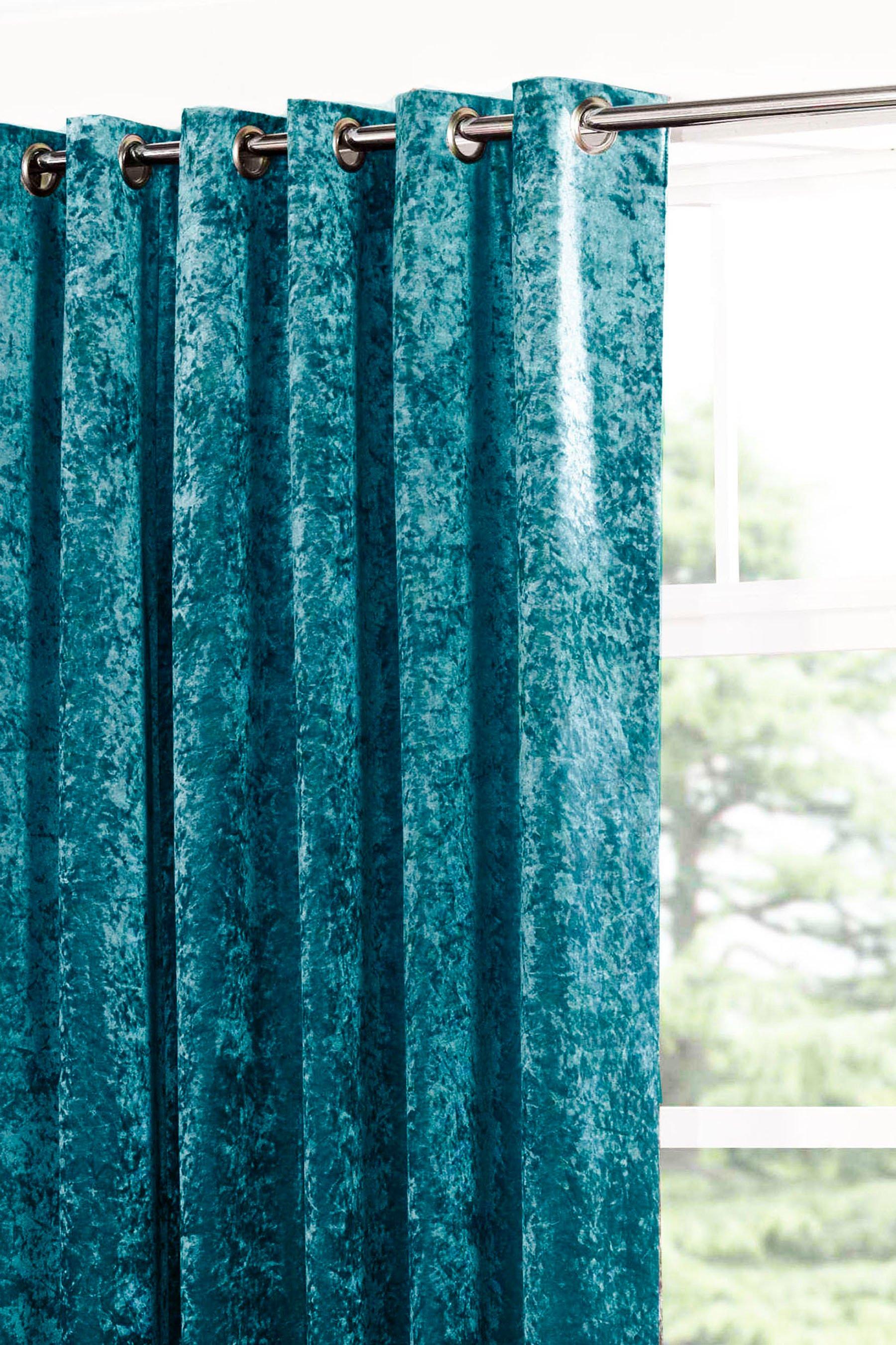 Crushed Velvet Lined Eyelet Curtains Studio