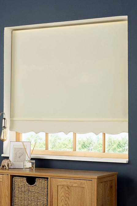 Universal Plain Scalloped Edge Roller Blinds TAUPE BROWN 90cm wide 160cm drop