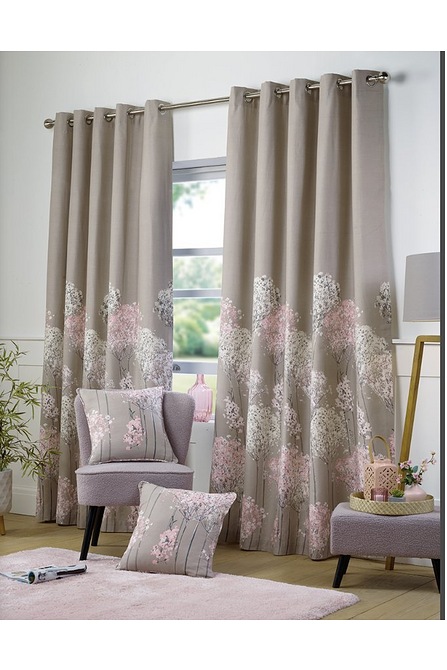 BUTTERFLIES FLORAL 66 x 72 EYELET FULLY LINED READY MADE CURTAINS HEAVY QUALITY 