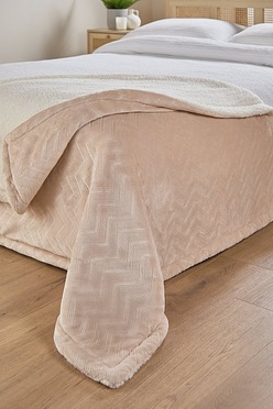 Chevron Embossed Throw with Sherpa Reverse