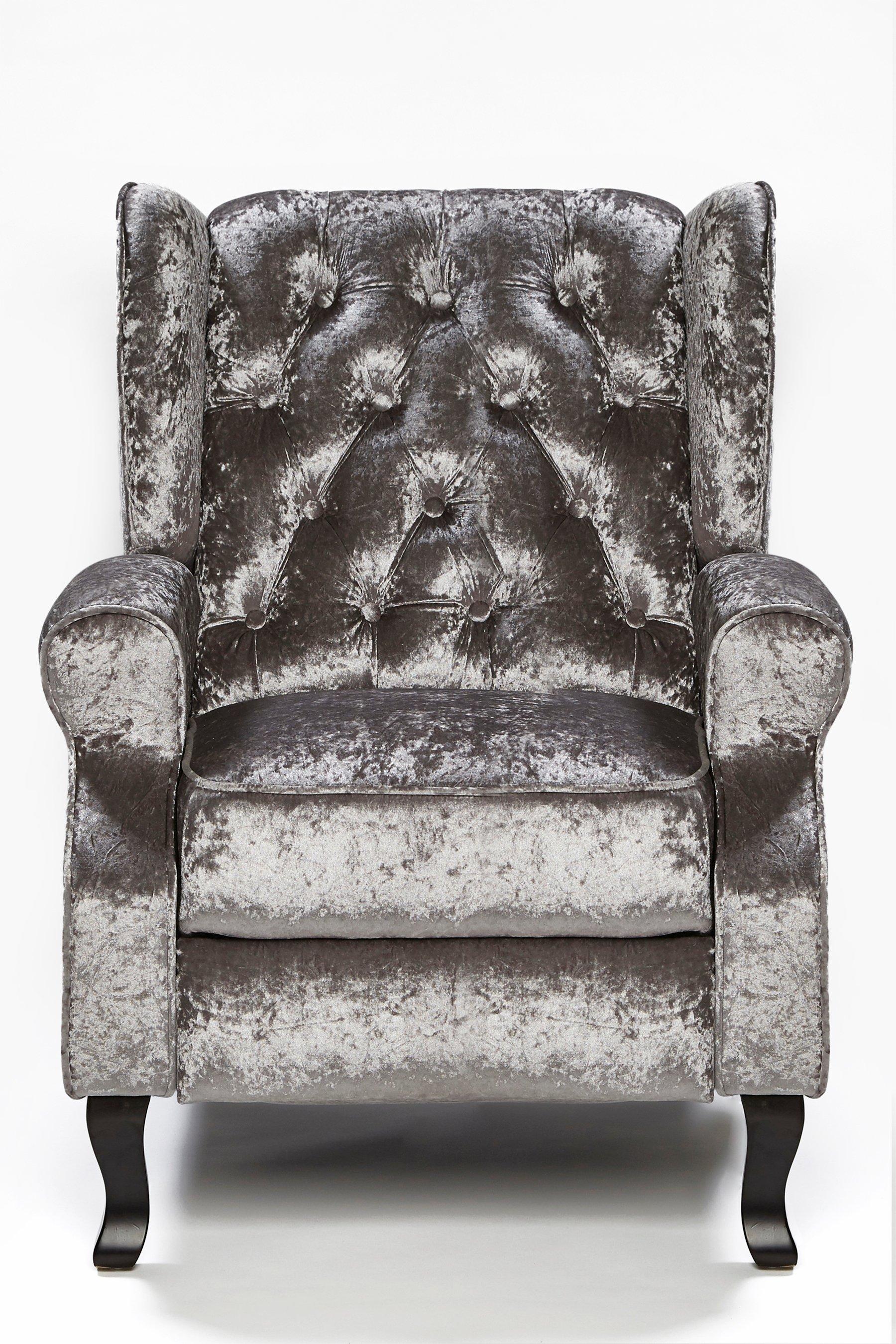 grey crushed velvet armchair