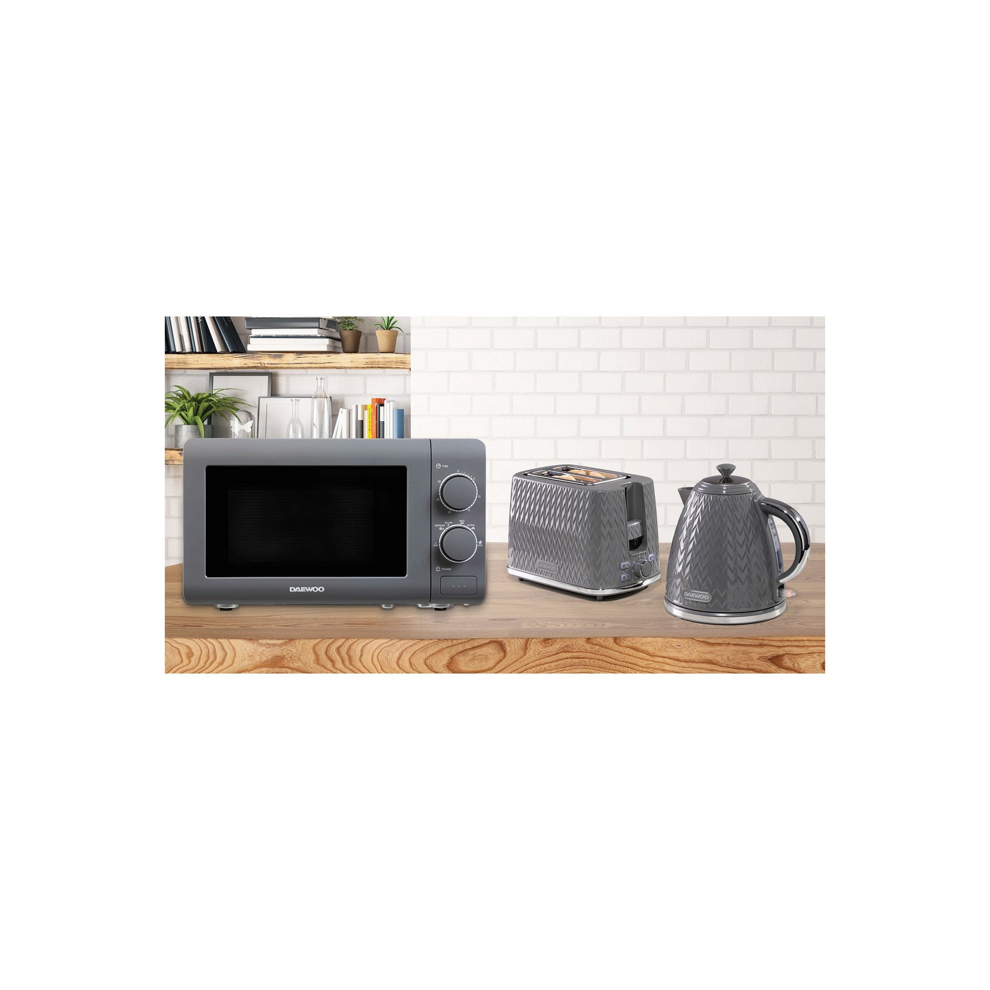 Daewoo Argyle 2-Slice Toaster, Kettle and Microwave Triple Pack