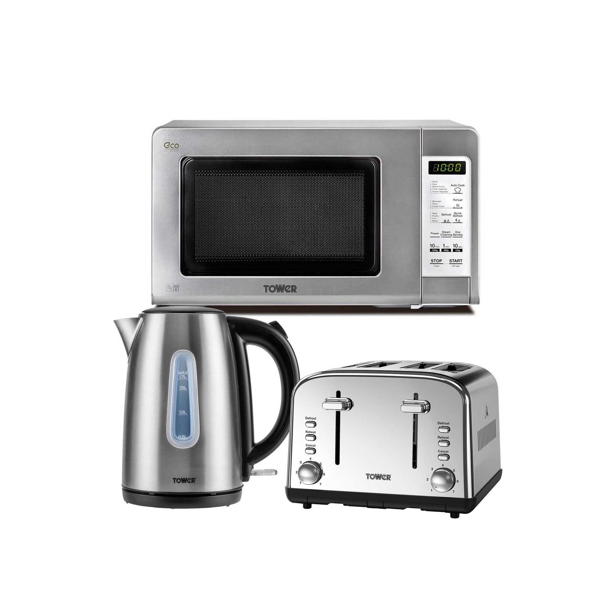 Tower Infinity Kettle, 4 Slice Toaster and Microwave Triple Pack