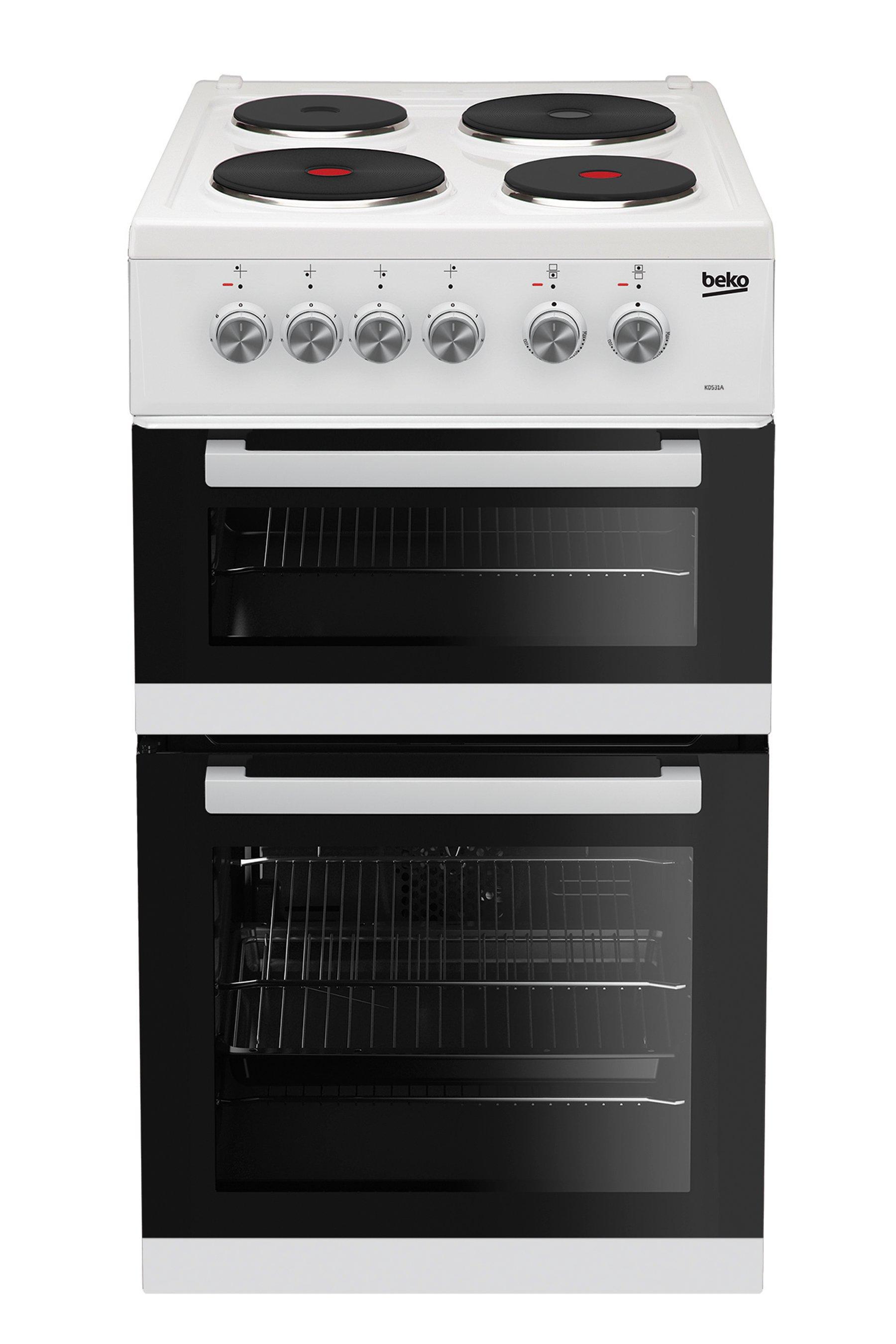Beko White Twin Cavity Conventional Electric Cooker