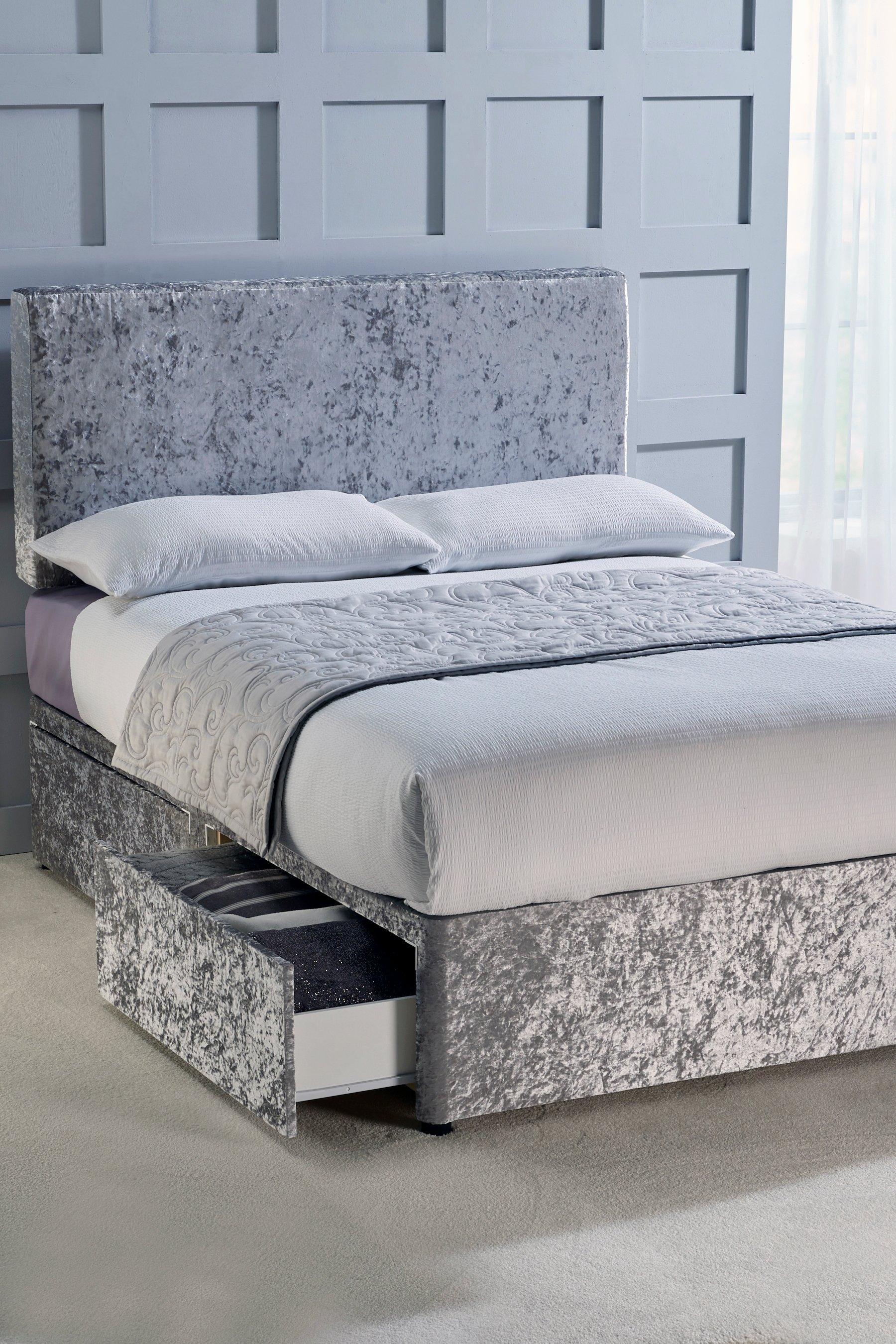 4FT6 Double, Linen Grey Available in Multiple Fabrics and Colours Bed Centre Bliss Divan Base with 2 Drawers and Matching 32 Headboard 