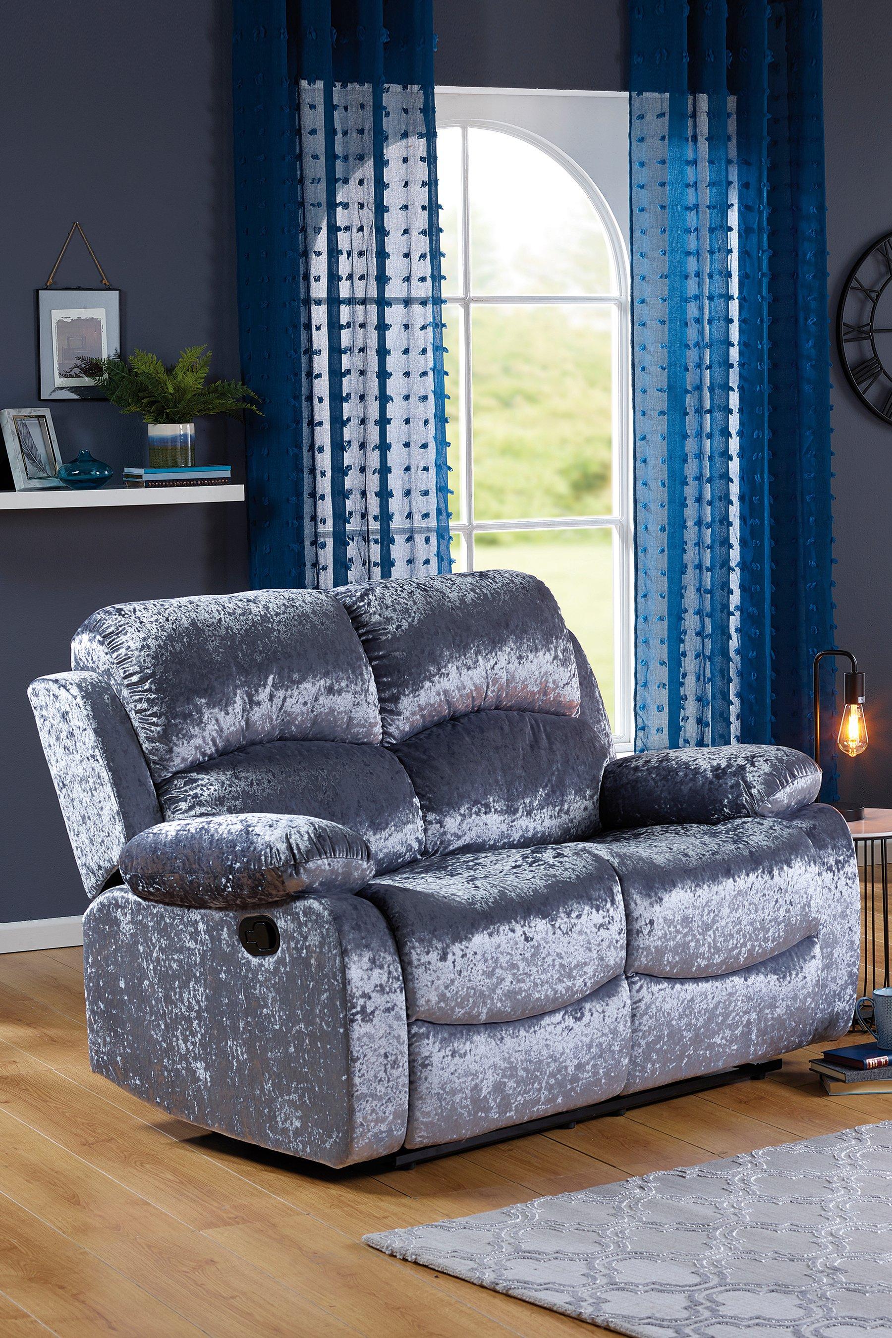 grey velvet recliner sofa