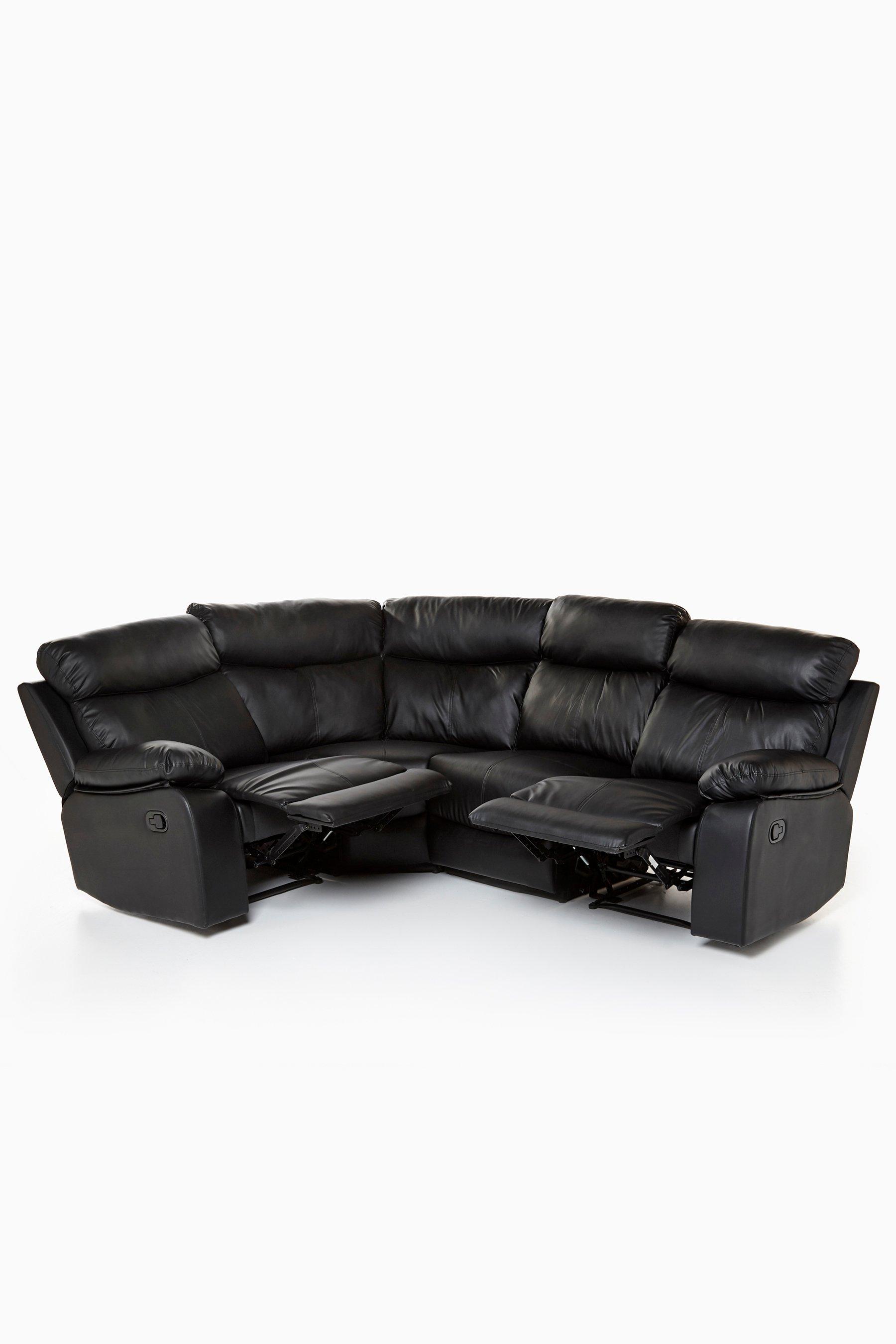 FurnitureInstore Roma Black Leather Recliner Corner Sofa