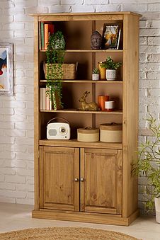 White Rabbit Wood Shelf Cabinet Blue Shelving Unit Display Bookcase Cabinet 