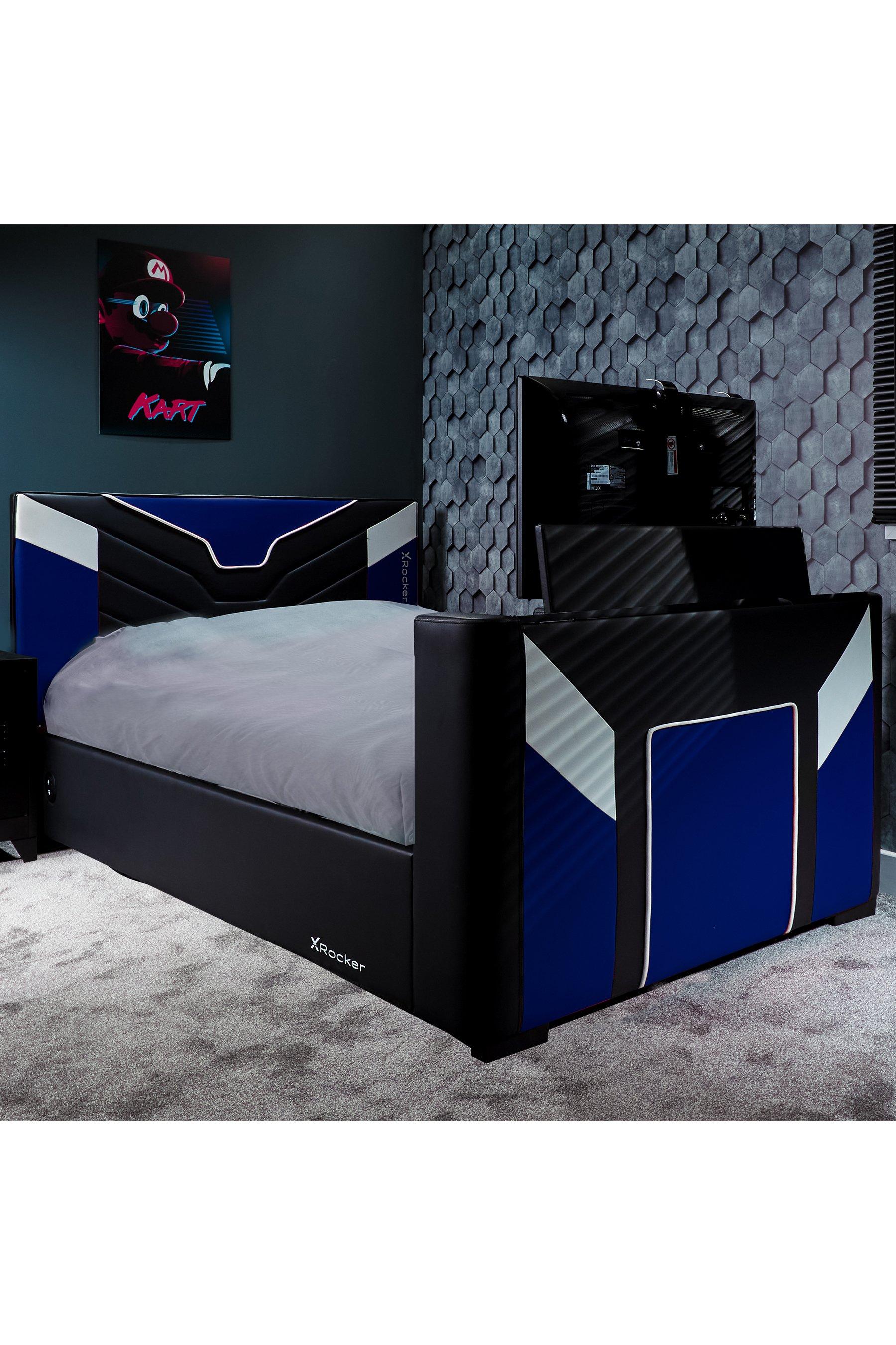 x rocker cerberus double gaming ottoman bed blue X rocker cerberus