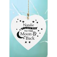 Image of Personalised To the Moon and Back Heart Decoration