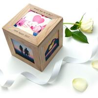Image of Personalised Oak Photo Cube Keepsake Box