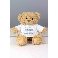 Image of Personalised Blue Teddy Message Bear