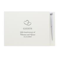 Image of Personalised Hardback Heart Design Guest Book and Pen