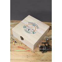 Image of Personalised Fishing Club Wooden Storage Box