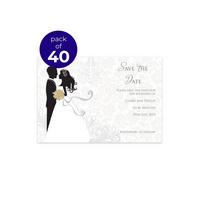Image of 40 Personalised Silhouette Save The Date Cards