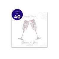 Image of 40 Personalised Raise Your Glasses Save The Date Cards