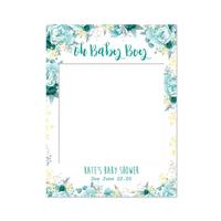 Image of Personalised Blue Flowers Baby Shower Selfie Frame