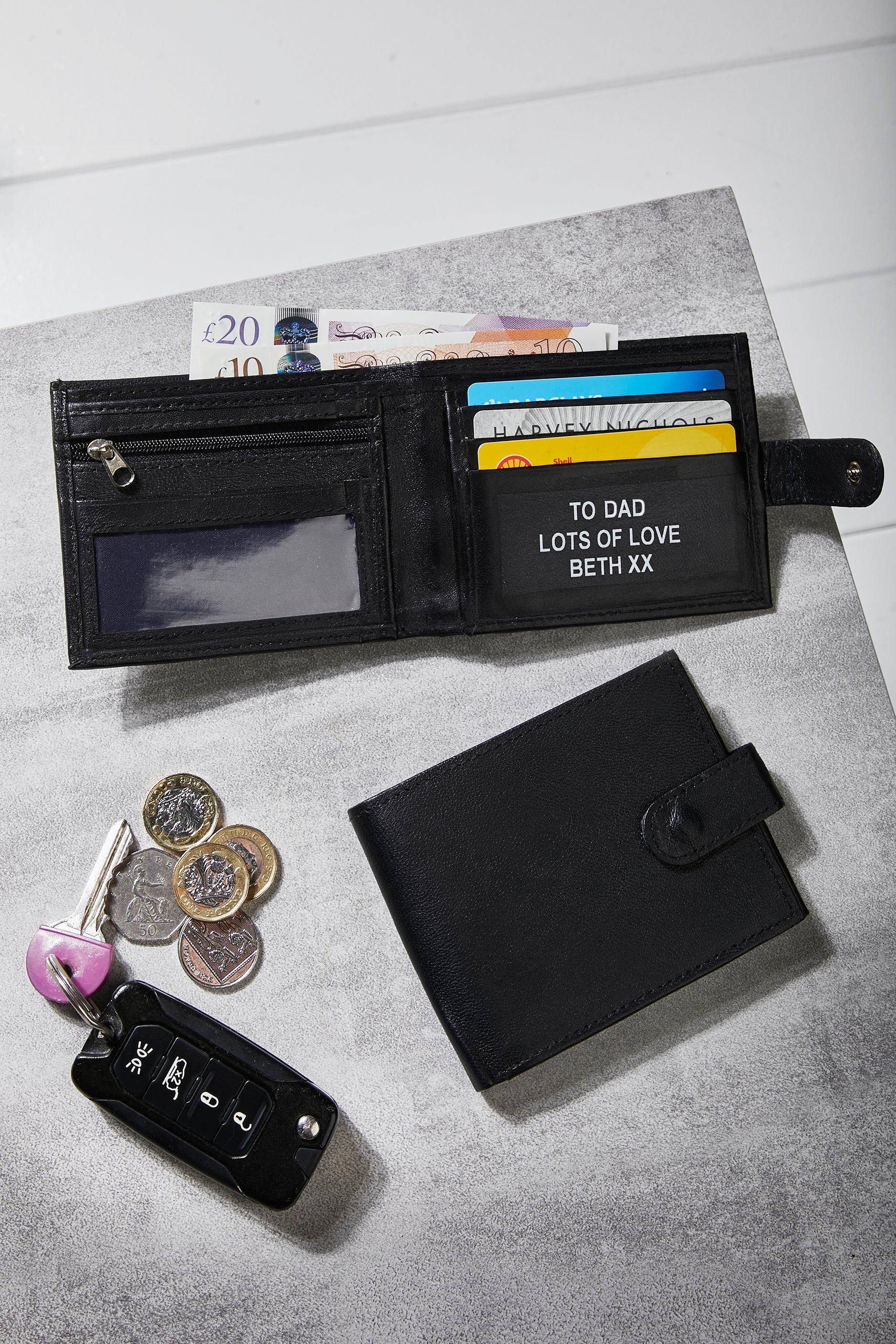 Personalised Black Leather Coin Wallet