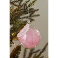 Image of Personalised Pink Feather Glass Bauble